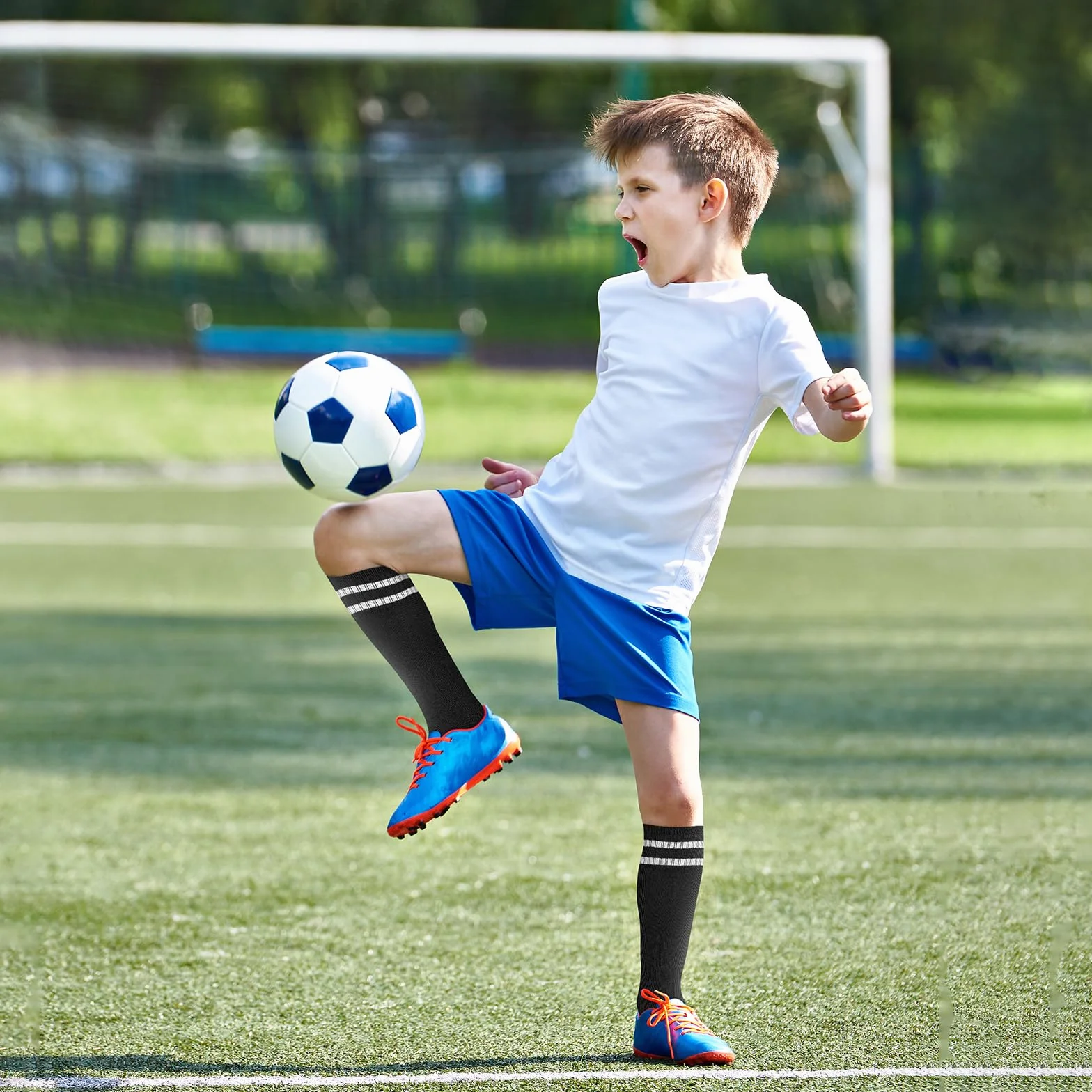 Chaussettes de football respirantes pour enfants Lot de 3 paires 5-12 ans