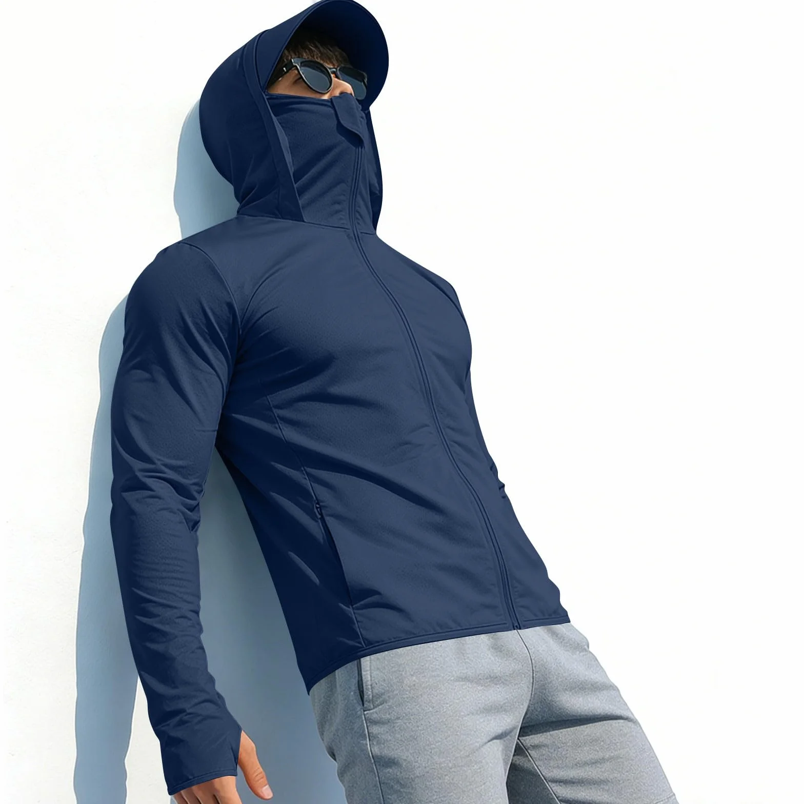 Veste Légère Anti UV Homme Protection Solaire Sweat Capuche Respirant Sport Randonnée Pêche Grande Taille