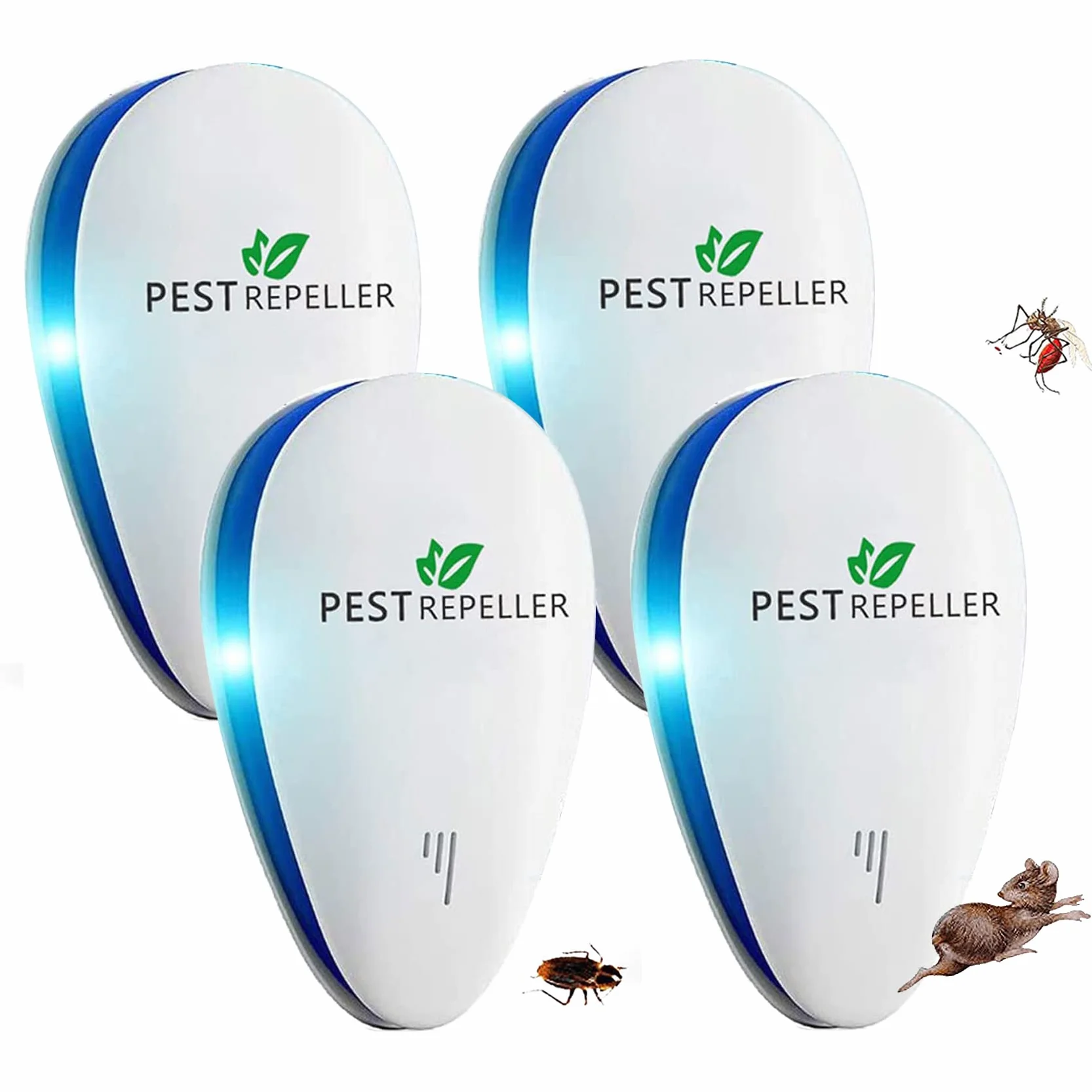 Ultrason Anti Moustique, 4 Pack Répulsif Ultrason Anti-Rongeurs Insectes, Intérieur Répulsif Électronique & Répulsif Moustique Ultrason Anti Insectes,Moustiques,Fourmis,Rats - 100% Inoffensif