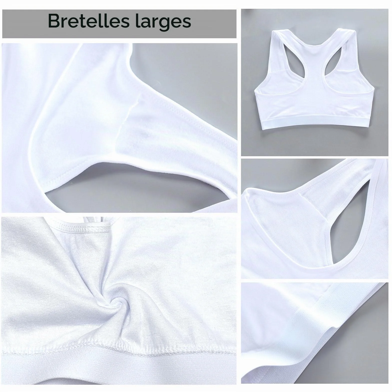 Lot de 4 soutiens-gorge courts pour filles en coton doux 8-14 ans