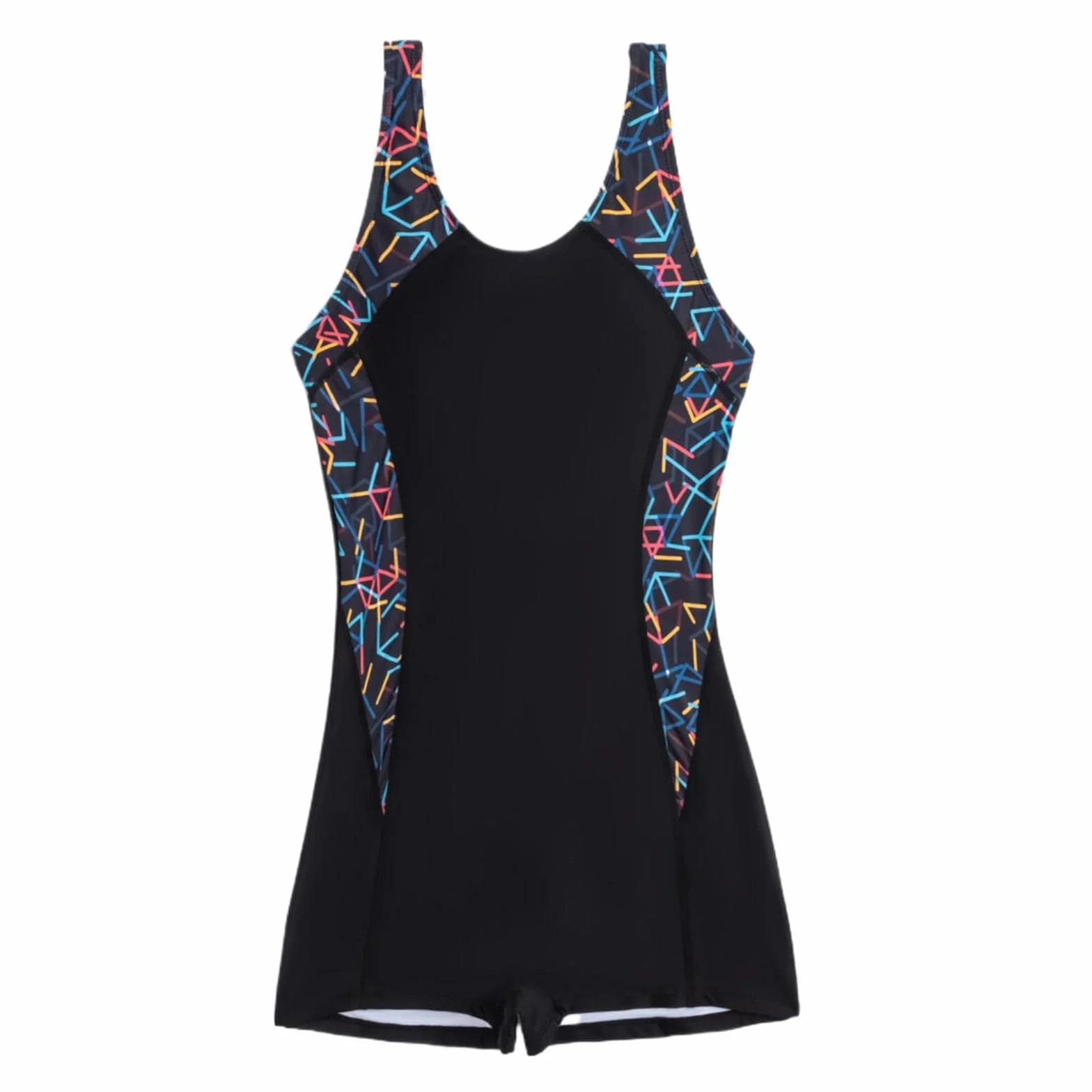 Maillot De Bain Femme 1 Pièce Style Shorty Gainant Ventre Plat Coques Amovibles Push Up Monokini Noir