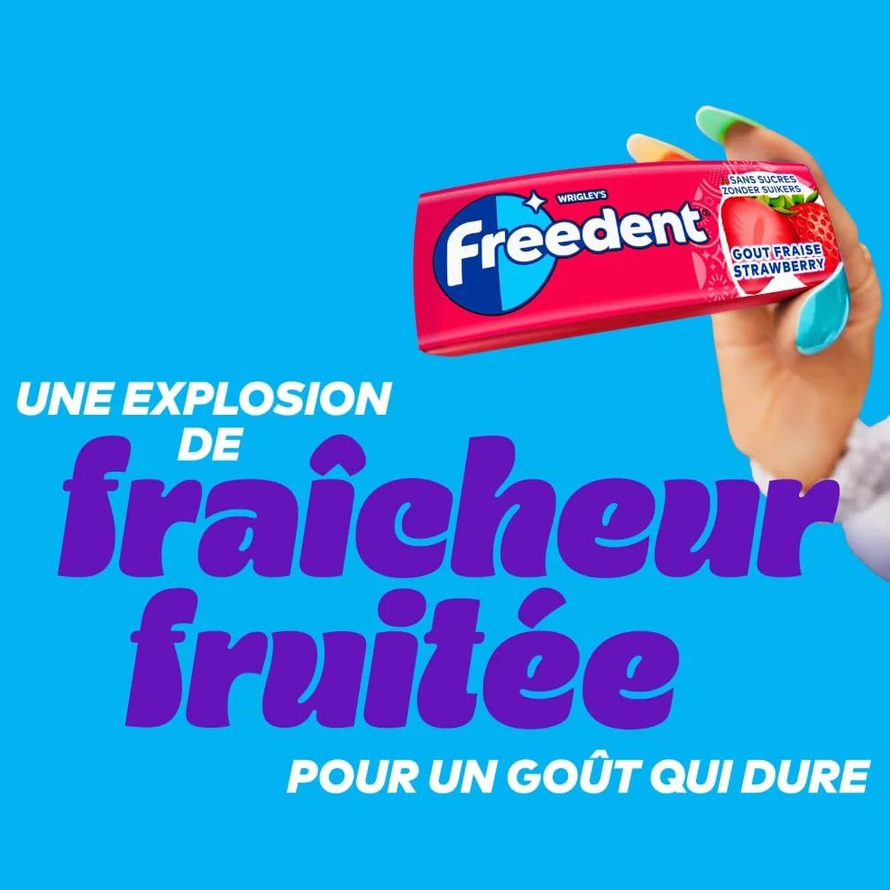 FREEDENT Chewing Gum Sans Sucre Goût Fraise 5 Paquets 70g