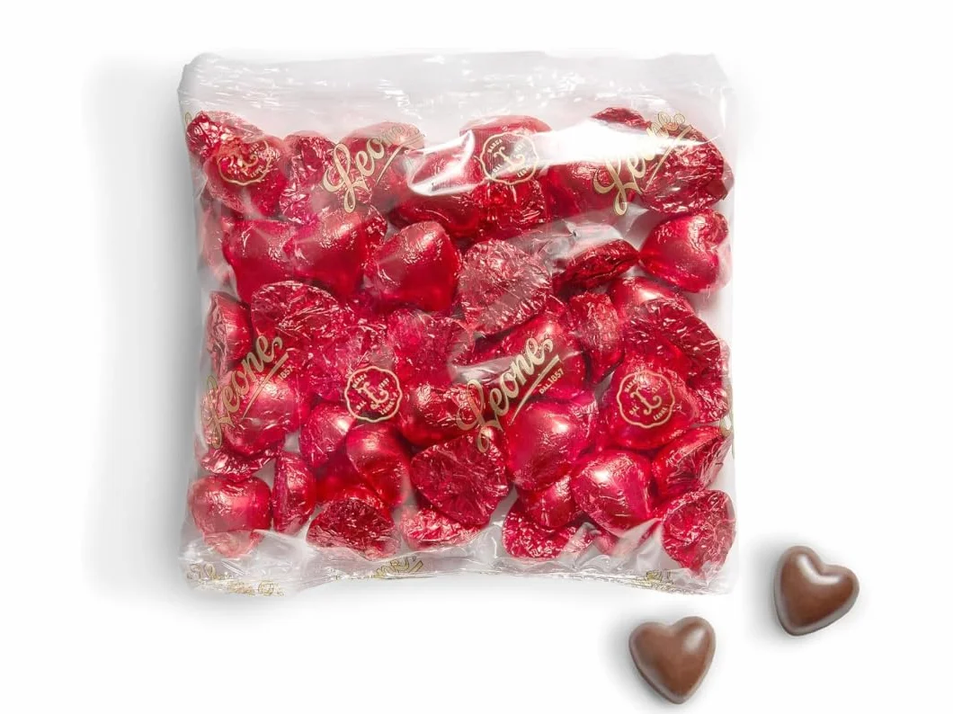 Leone depuis 1857 - Sachet recharge Chocolats en forme de Coeur au Chocolat au Lait fourrés à la Crème au Lait - Collection Love Pattern - 500gr