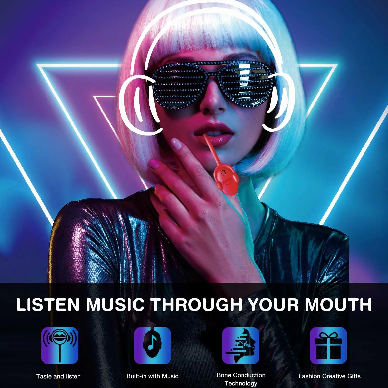 AMOS Musicales Sucette Bonbon Lollipop, 1x Strawberry Fraise Audio Sucettes, Noël Christmas Fête Sucettes Gift, Bonbon Sans Sucre Individuel Emballés Candy Parfait Pour Fête