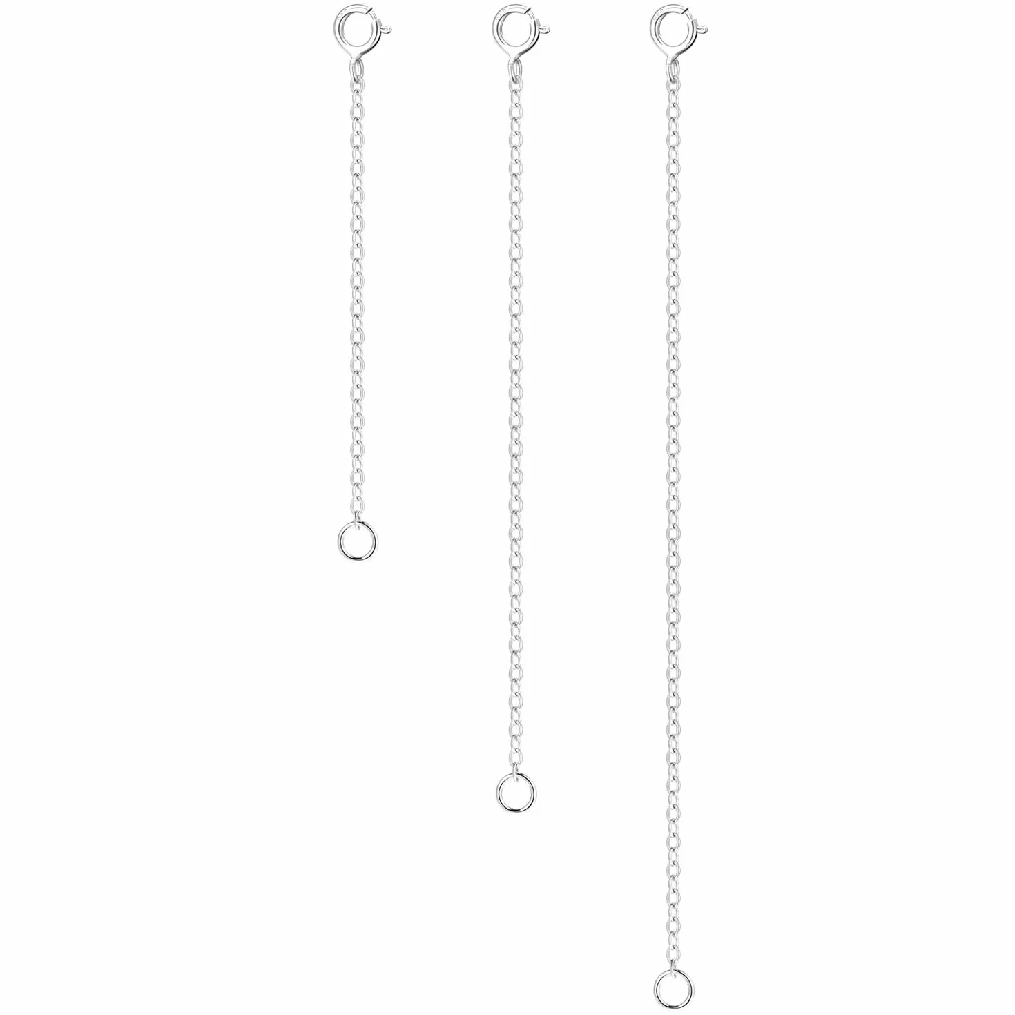 Chaîne d'Extension Argent Sterling 925 pour Femme, Rallonge Collier Bracelet Fabrication Bijoux