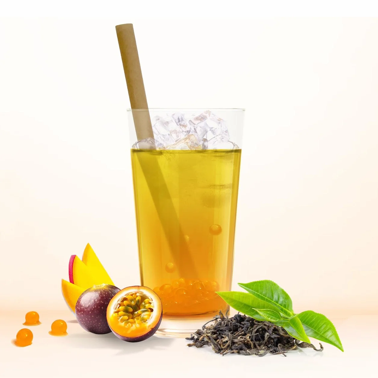 KIT BUBBLE TEA MANGUE - FABRIQUÉ EN FRANCE - 6 BUBBLE TEA - Pailles canne à sucre incluses - Vegan et sans gluten