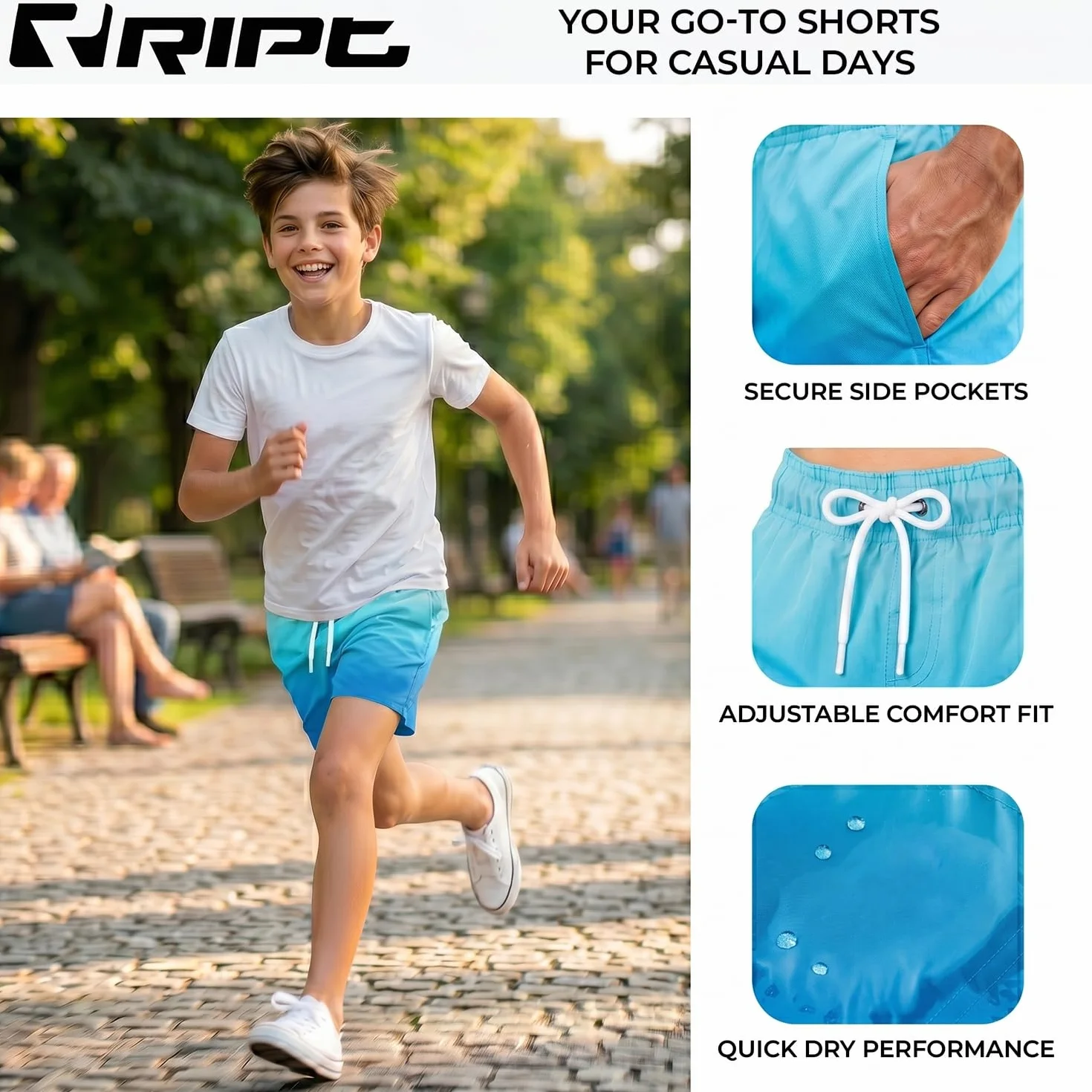 RIPT Performance Garçons Short de Bain à séchage Rapide UV 50