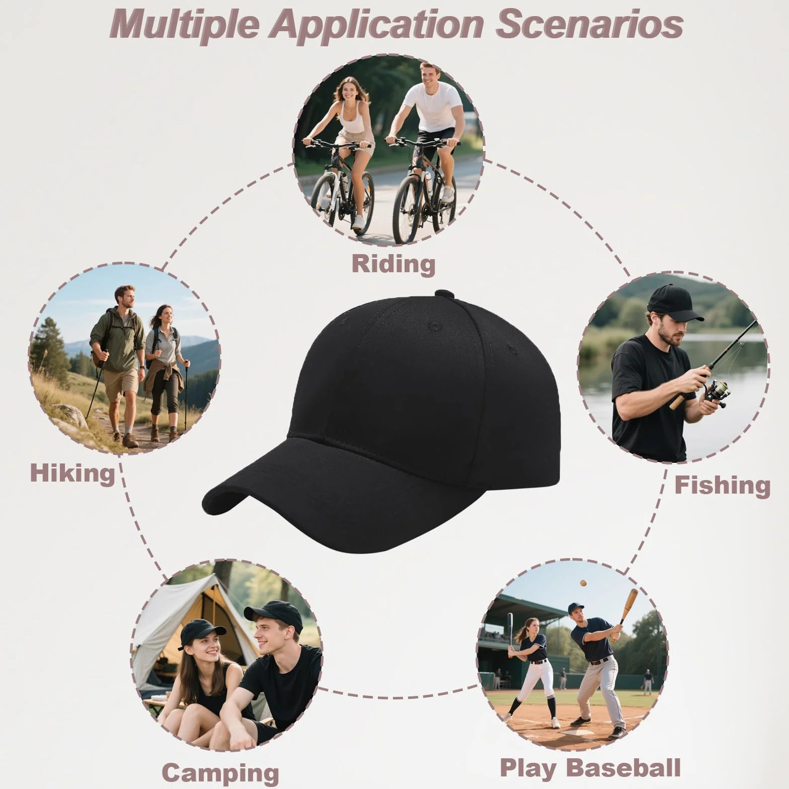 Casquette de Baseball Unisexe Coton Anti-Soleil Réglable Chapeau Sport Extérieur