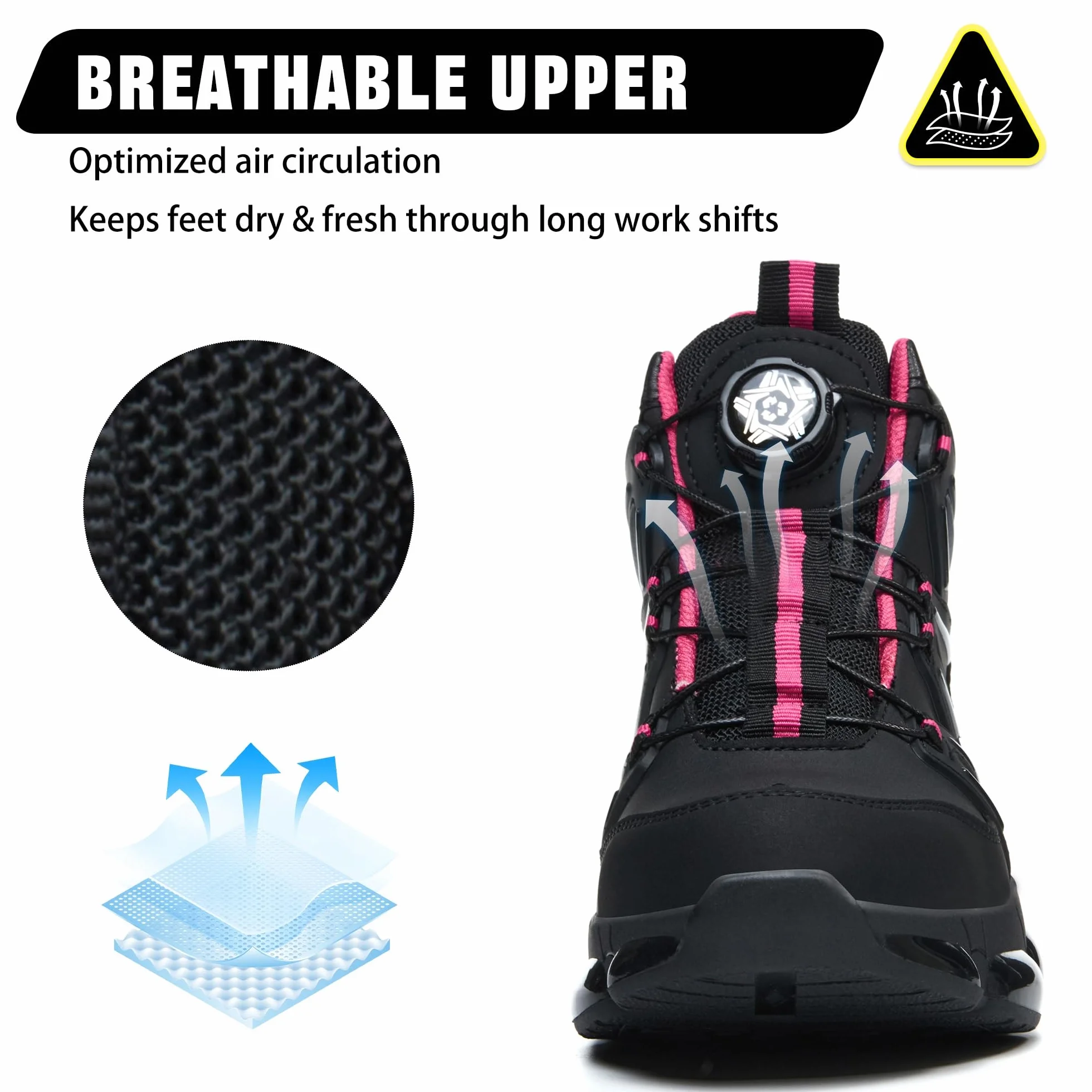 Chaussure de Sécurité Impermeable Montante Embout Acier Homme Femme 36-47 EU