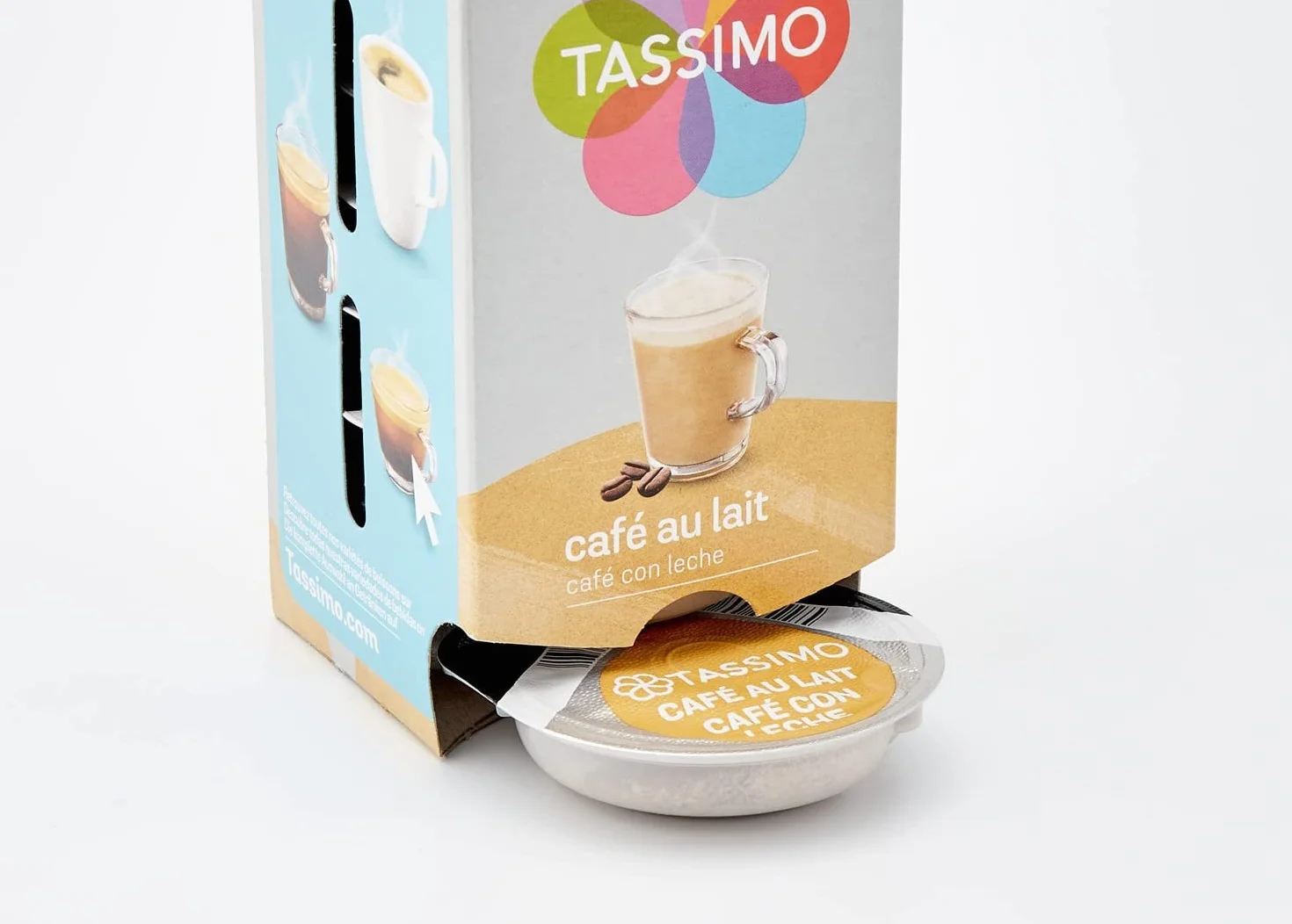 Tassimo, 105 Dosettes Café au Lait, Compatibles avec les machines TASSIMO, 105 Cafés Equilibré et onctueux, 5 packs de 21 dosettes (L'emballage peut varier)