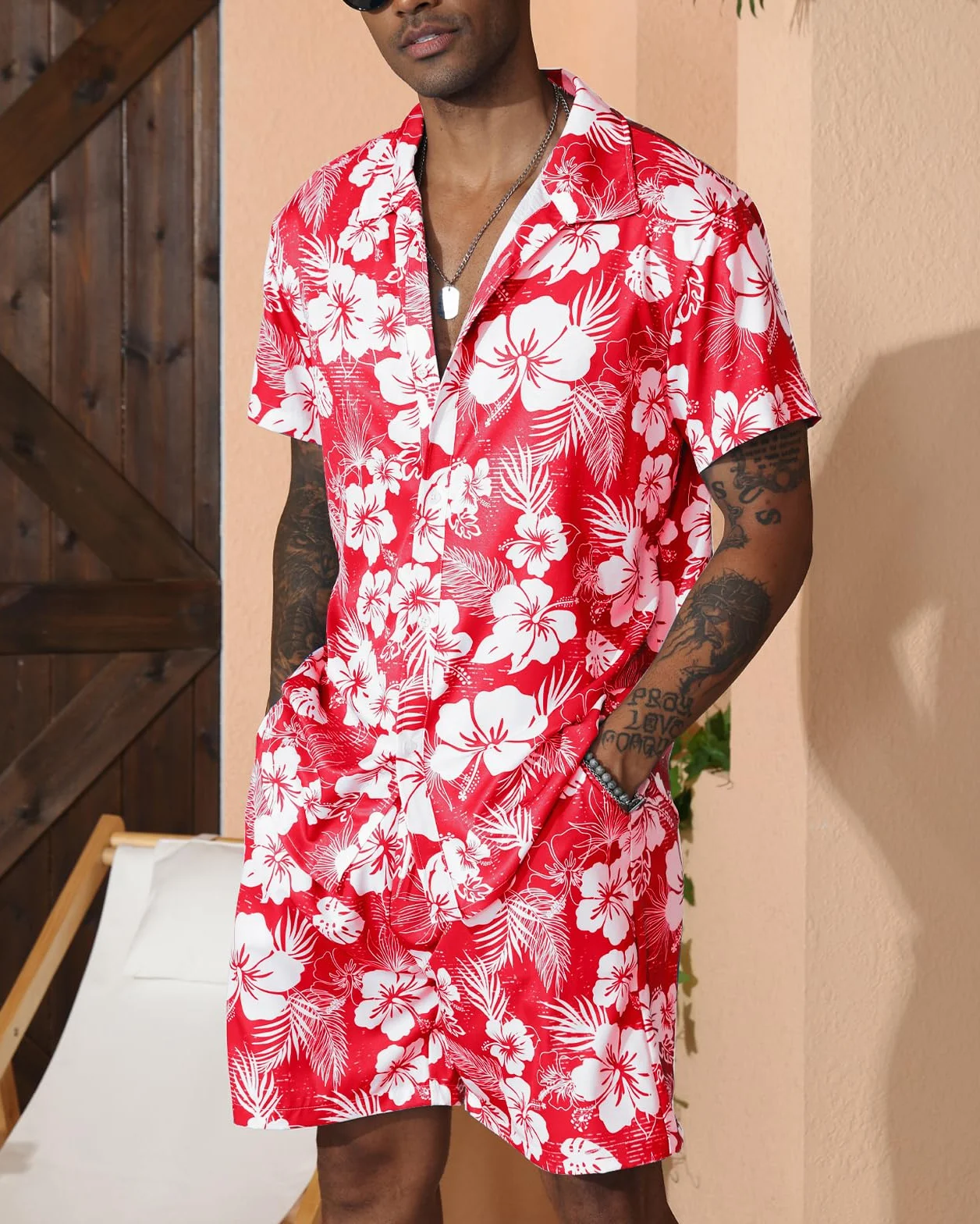 PRIVIMIX Chemise Hawaienne Homme Manches Courtes Fleurs Plage Été M-3XL