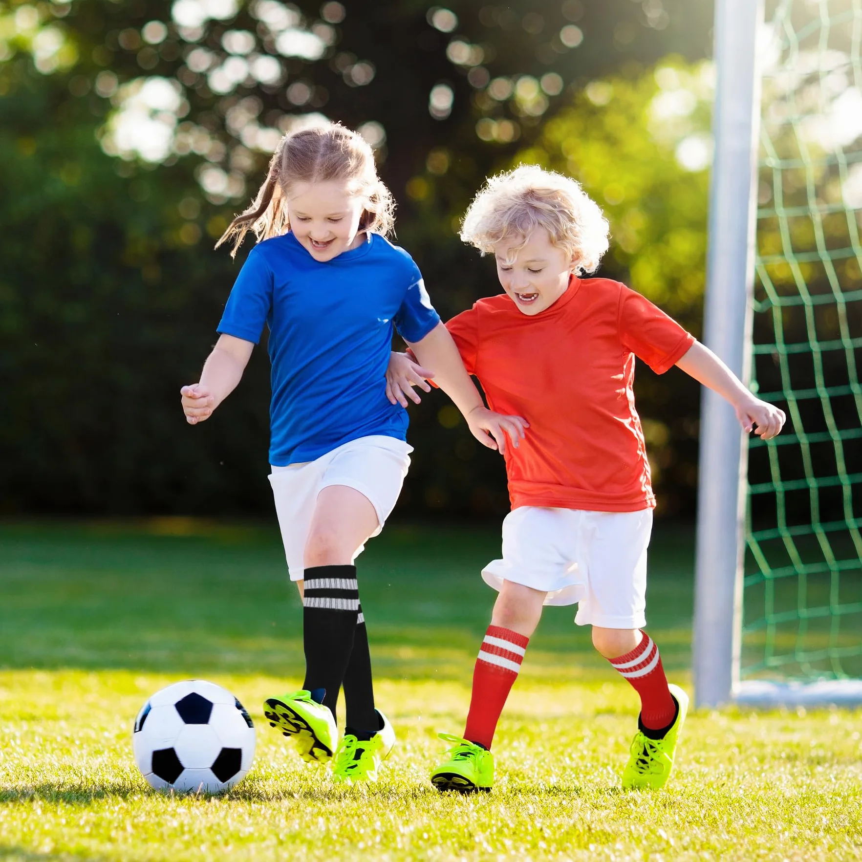 Chaussettes de football montantes pour garçons - Lot de 3 paires - Course, entraînement, matchs