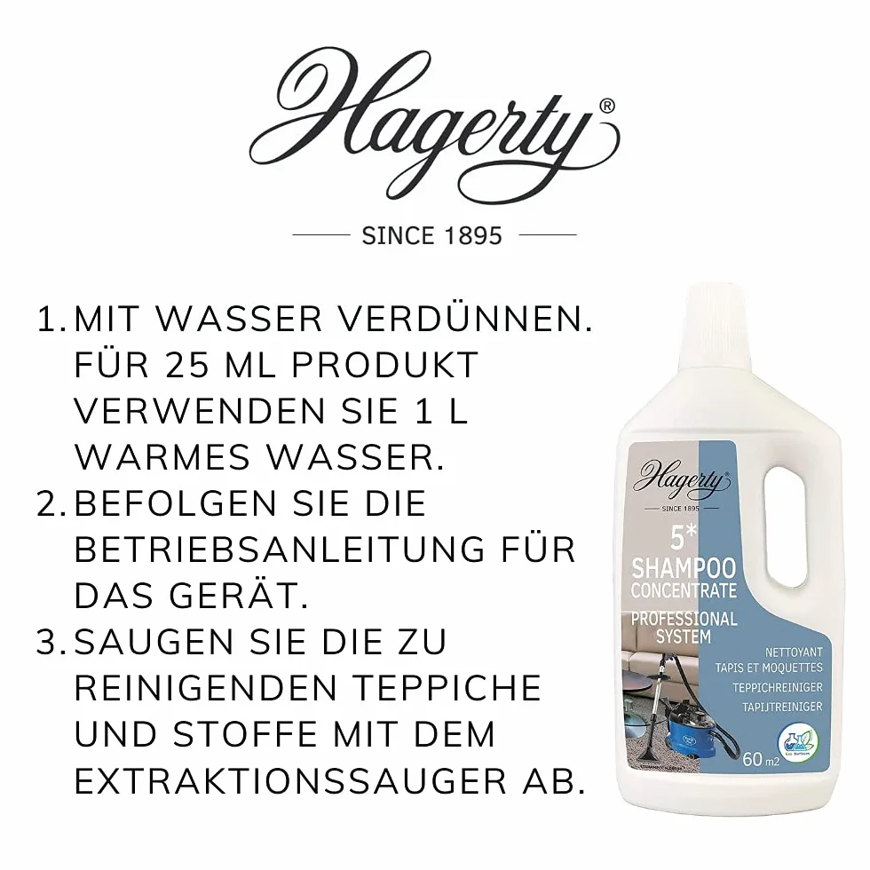Hagerty - 5* - Shampoing moquette 40 m² - 1000 ml