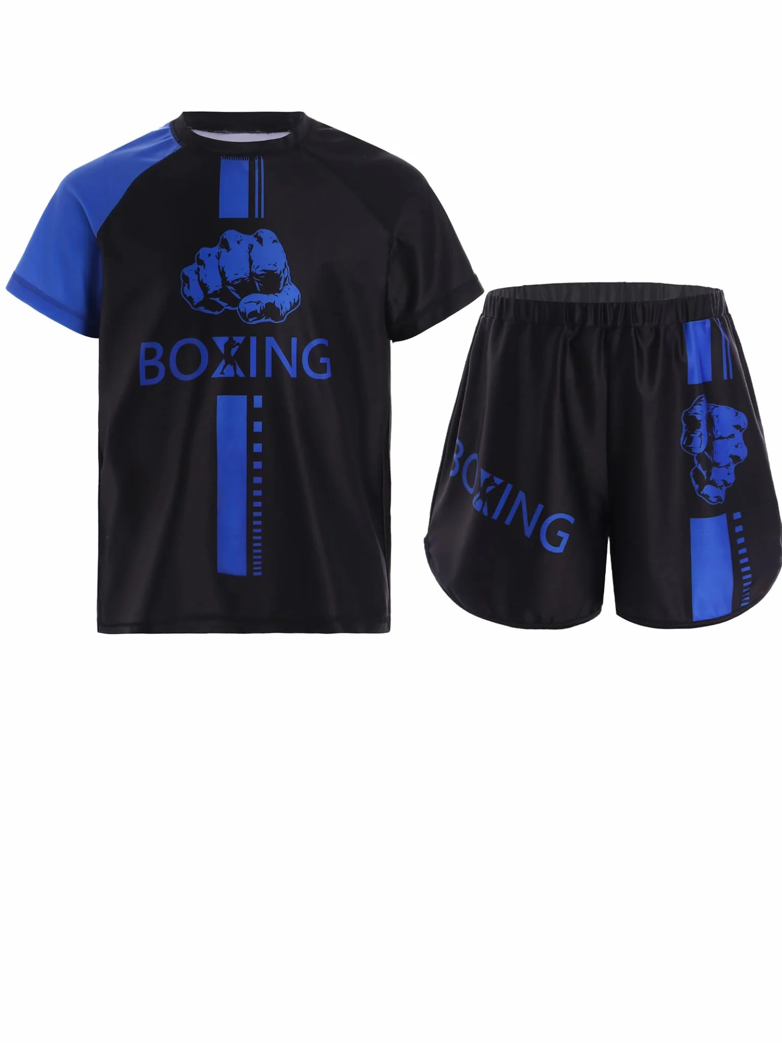 Yhong Ensemble de Boxe pour Enfants Shorts et Chemises Muay Thai Uniforme de Boxeur Vêtements de Sport