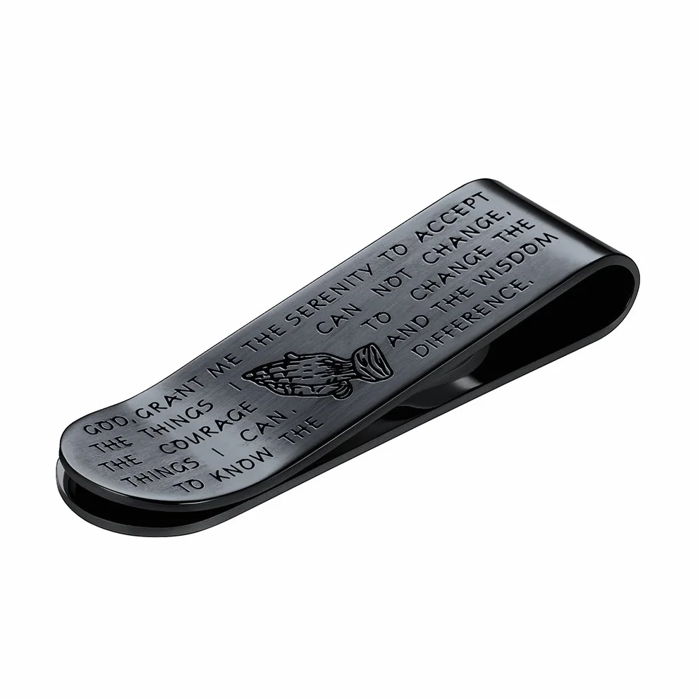 FaithHeart Pince à Billets en Acier Inoxydable Noir Portefeuille Homme