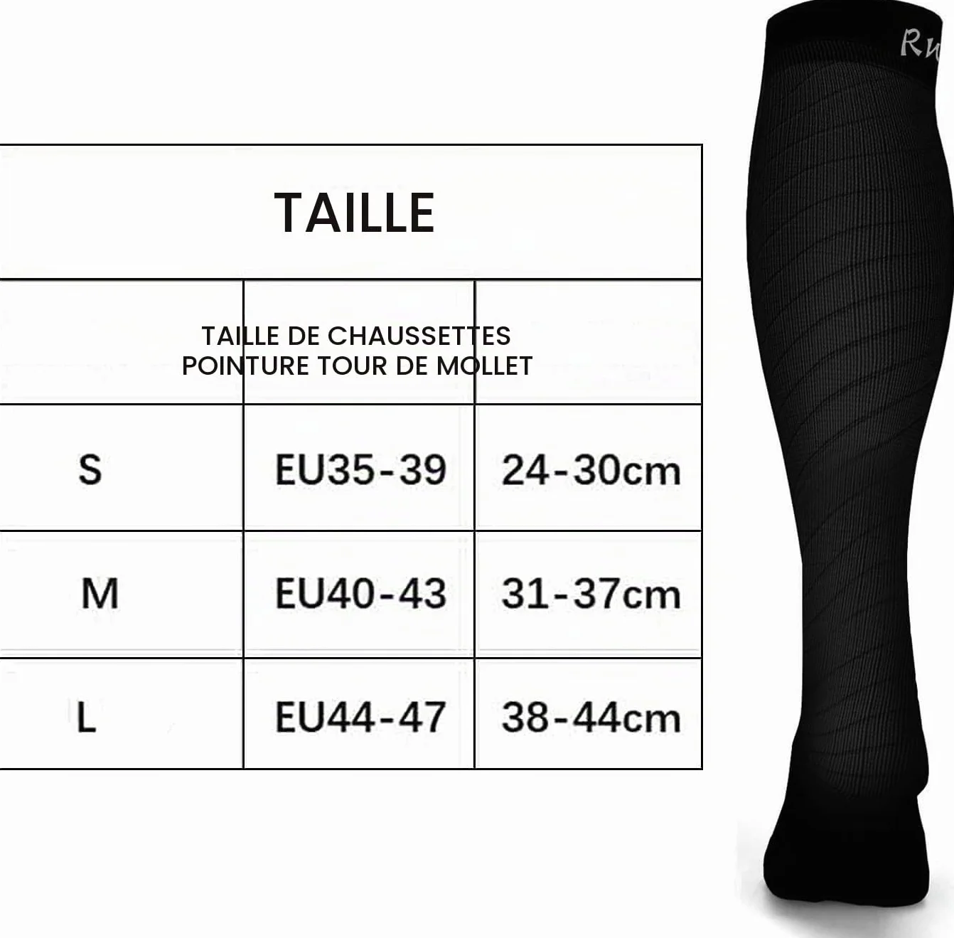 Chaussettes de Contention Femme Homme, Chaussette de Compression Sport Course Randonnée