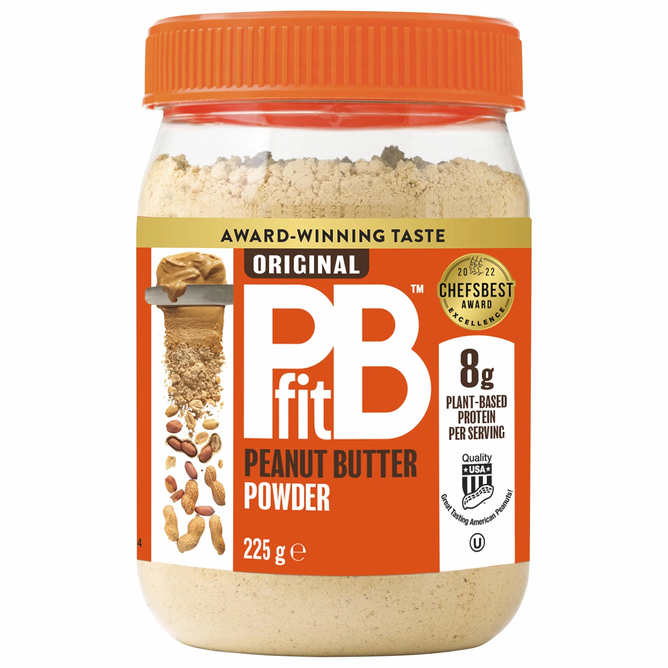 PBfit Original Beurre de Cacahuète en Poudre - Poudre d'Arachides Riche en Protéines et Pauvre en Matières Grasses - Protéines Végétales pour Smoothies, Desserts, Petits Déjeuners... - Pot 225 g