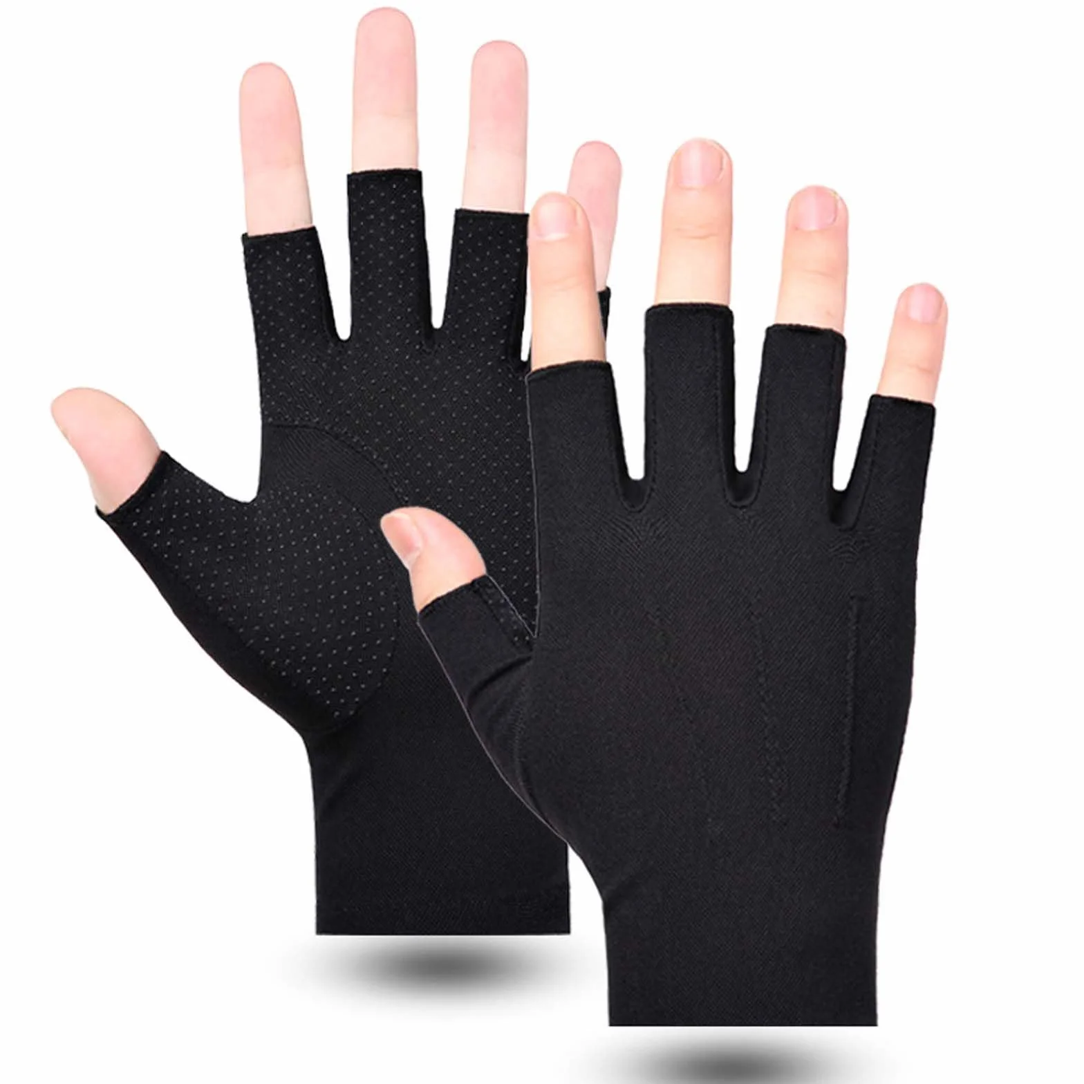 Gants de Cyclisme Hommes Demi-Doigts Anti-dérapants Protection Anti-UV Mitaines Solaires Minces Conduite Moto Golf