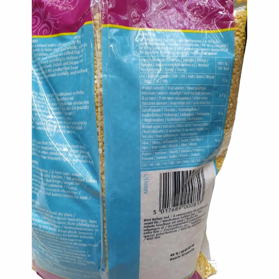 Lentilles indiennes Moong Dal en gros 2kg