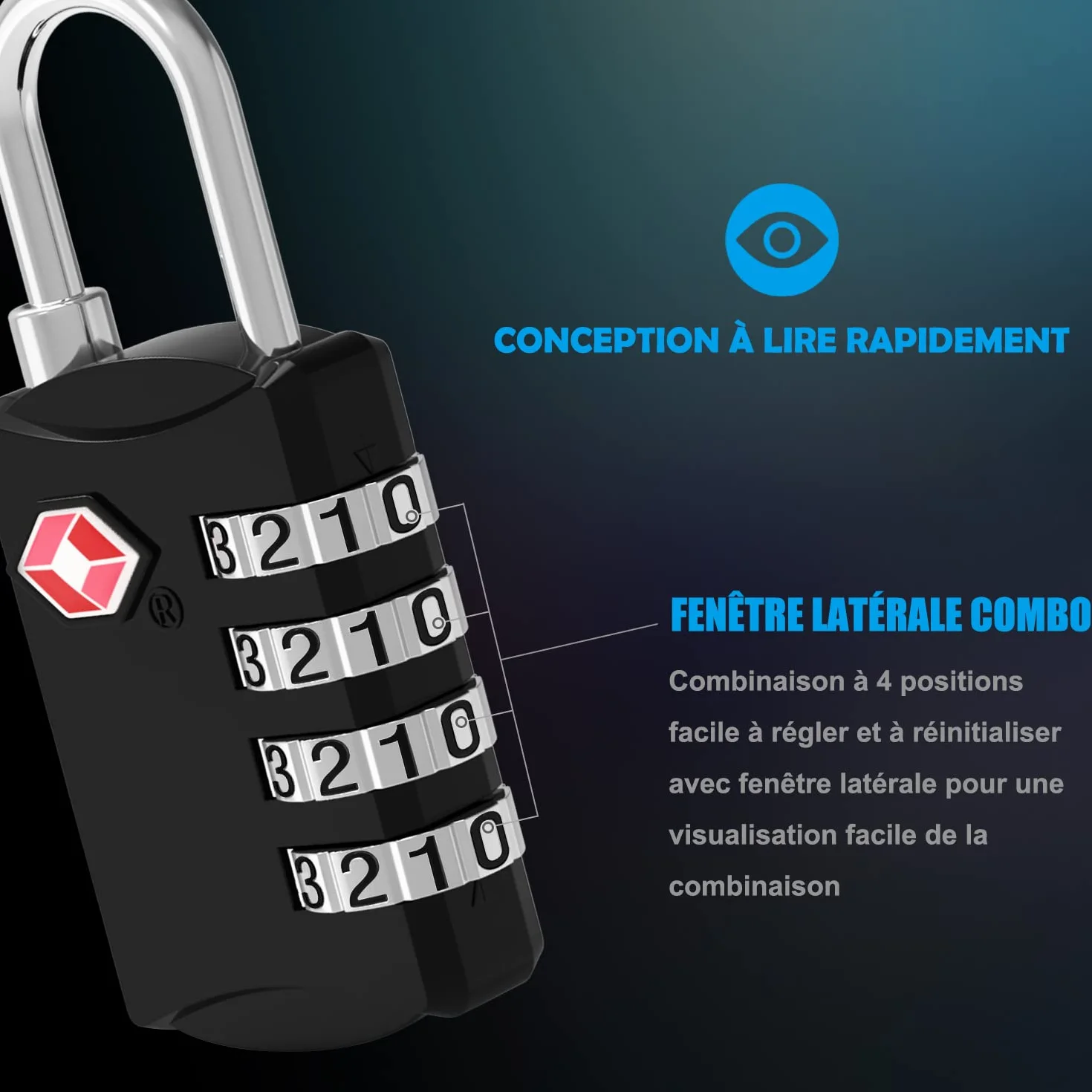 TSA Luggage Locks, Cadenas de Sécurité à 4 Chiffres, Cadenas à Bagages à Combinaison