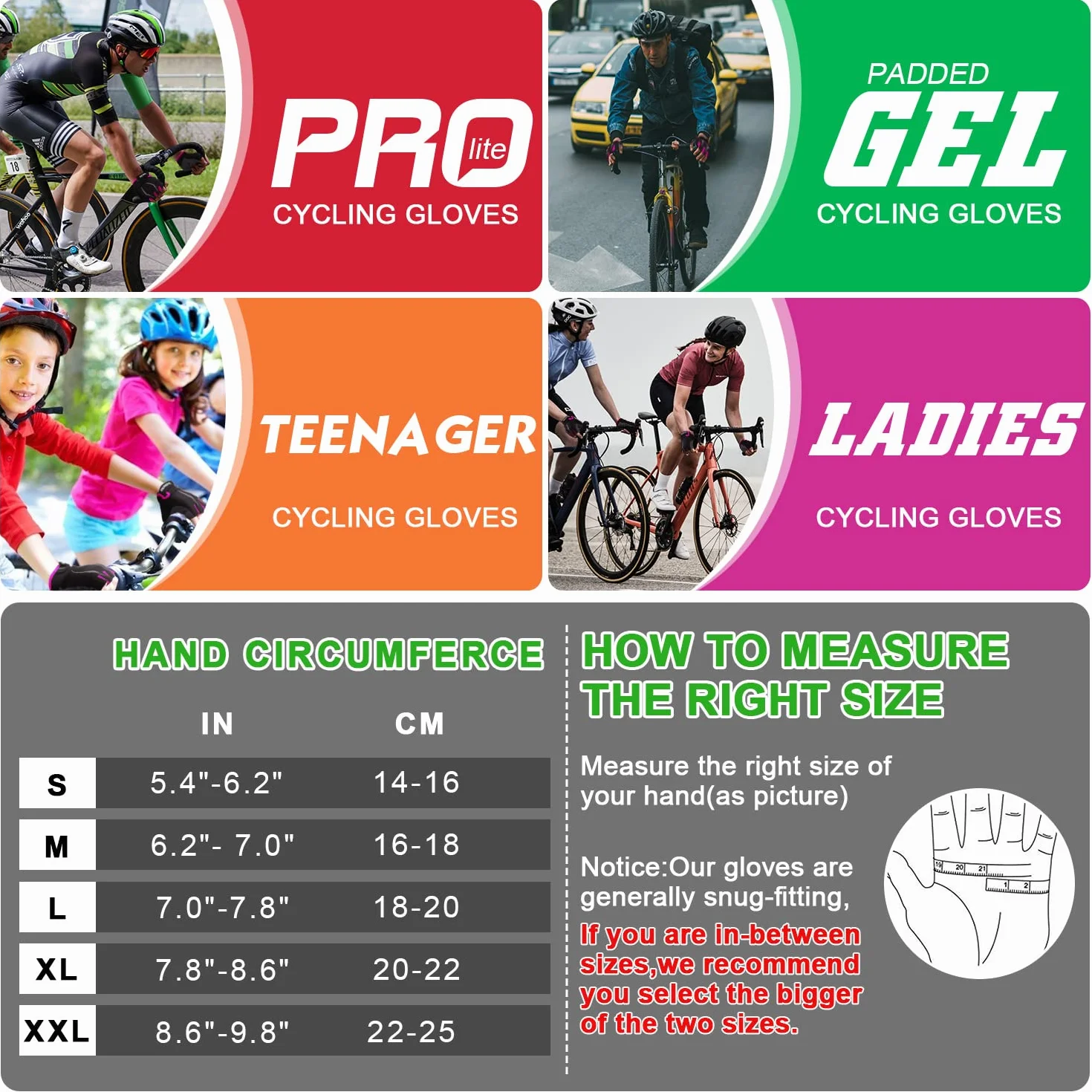 Grebarley Gants de Cyclisme Demi-Doigts Antidérapants Absorbant Chocs Respirants VTT