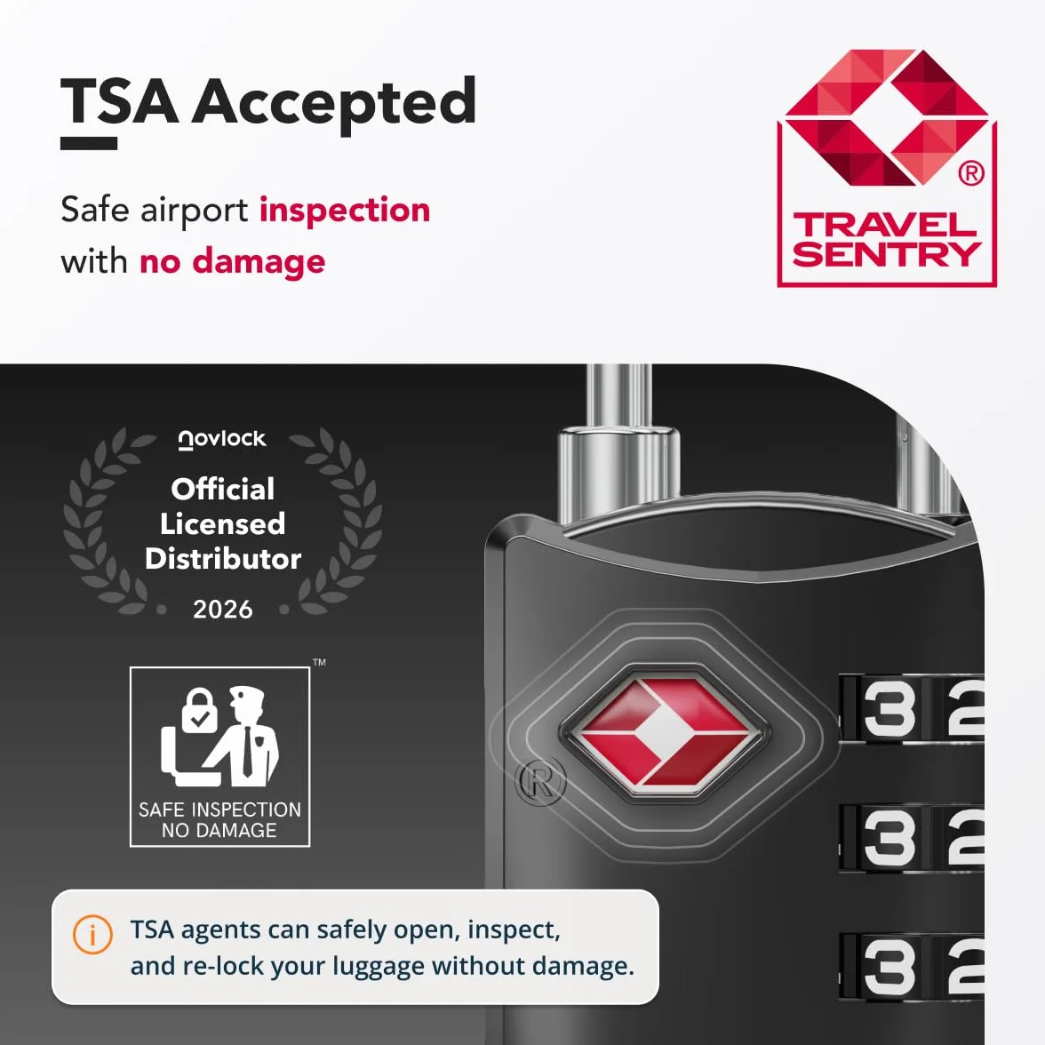 Cadenas TSA à code 4 chiffres lot de 2 noir pour valise voyage compatible USA