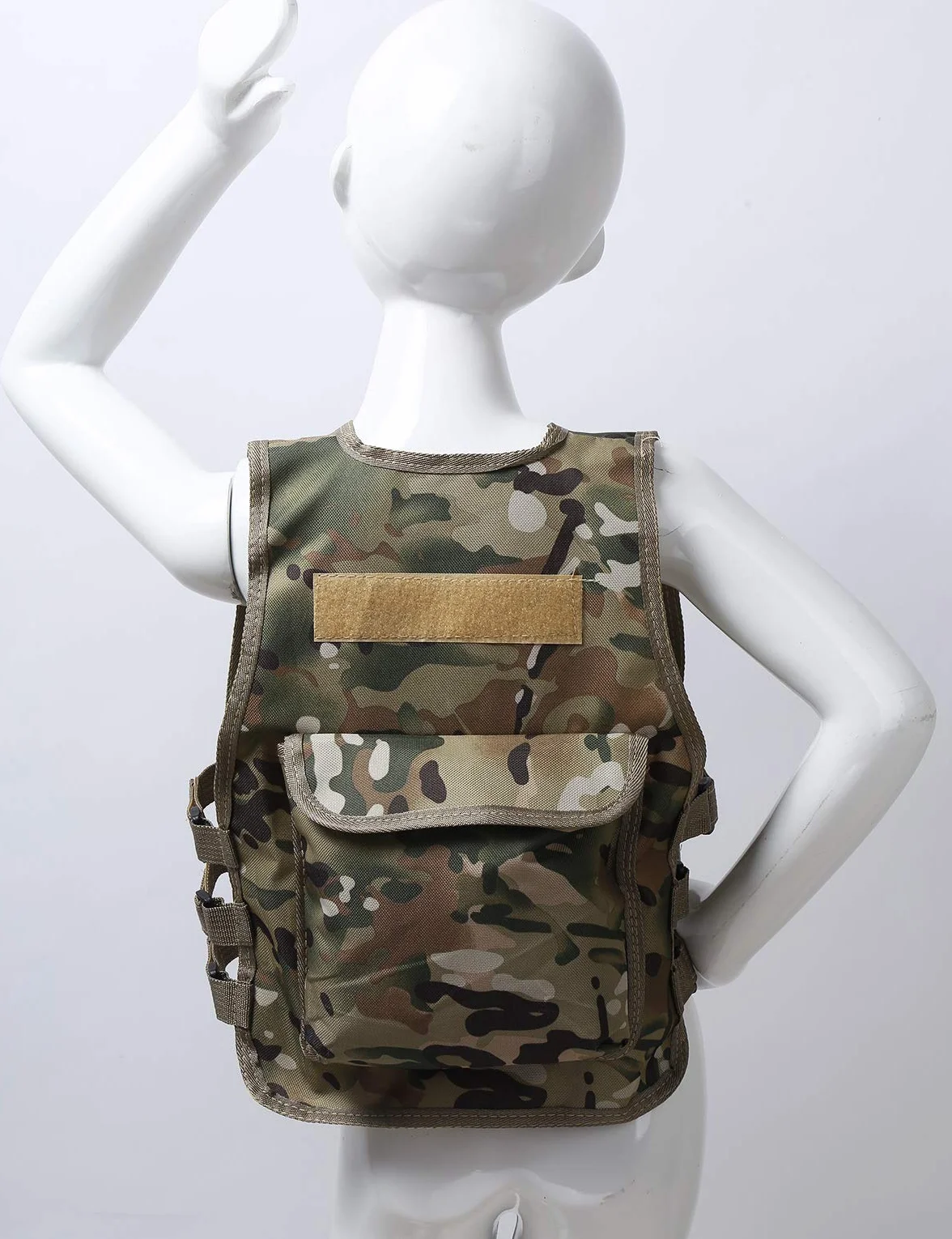 Gilet Militaire Adjustable Vêtement Combat Training Veste Extérieure Multi-Poches 5-14 Ans