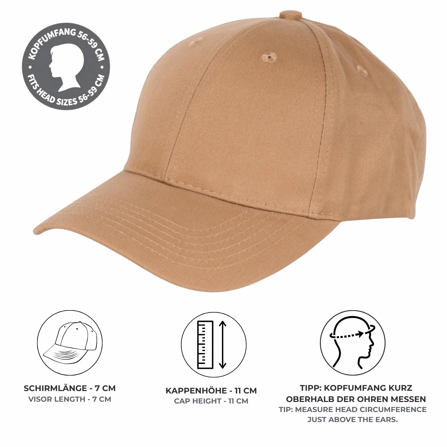 styleBREAKER Casquette de Baseball Unisexe 6 Panneaux Coton brossé Fermeture Crochet Boucle réglable