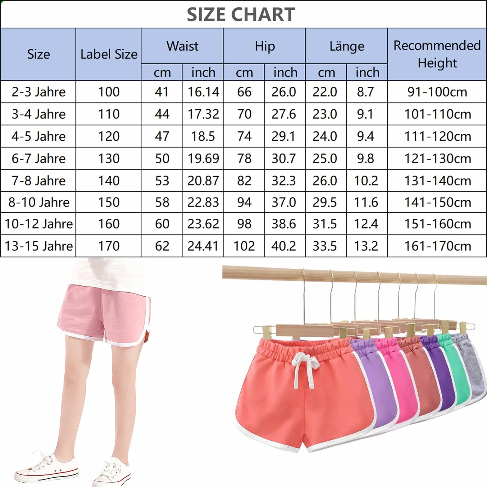 Short court sport coton enfant fille garçon cyclisme été gym 2-15 ans
