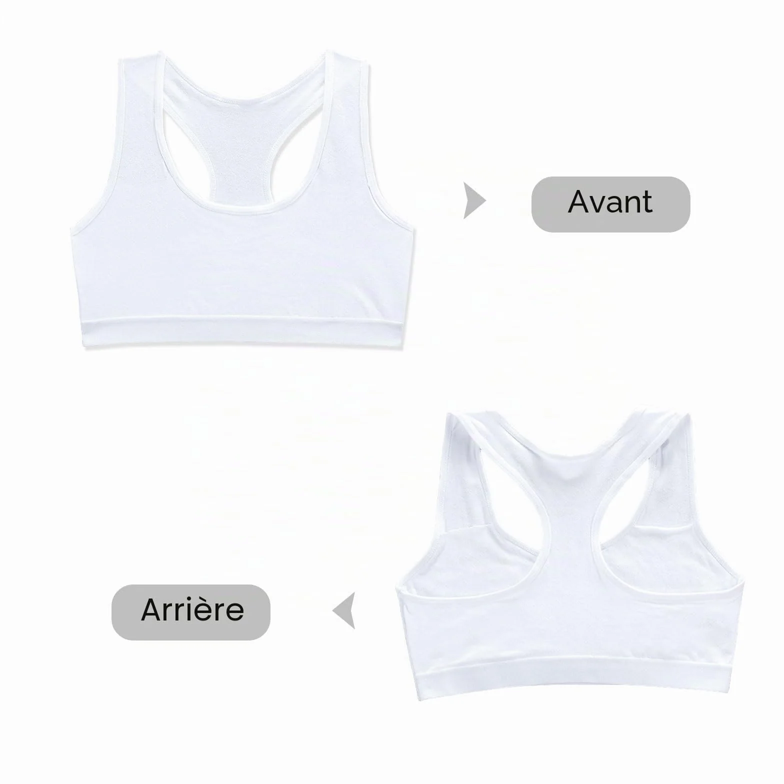 Lot de 4 soutiens-gorge courts pour filles en coton doux 8-14 ans