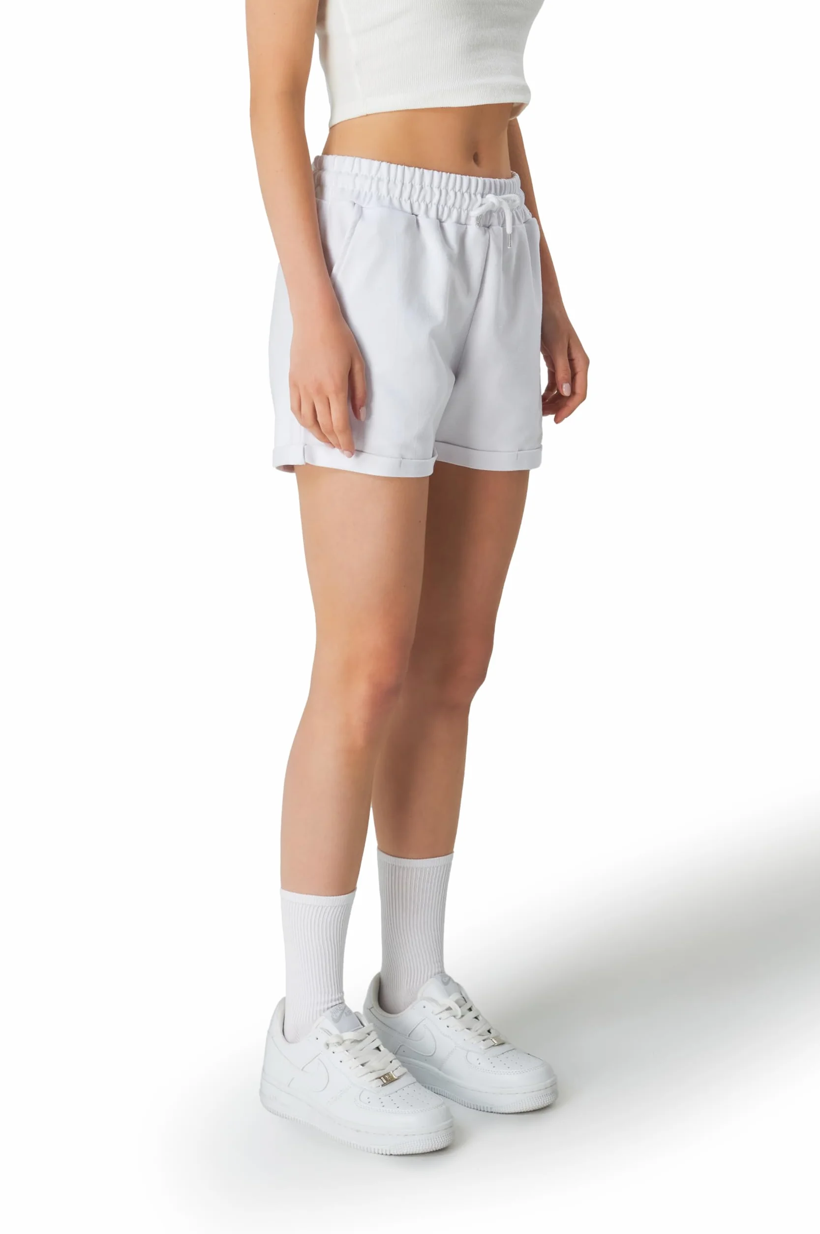 Smith & Solo Short Sport Femme en Coton, Taille Haute, avec Poches, pour Jogging Yoga Fitness