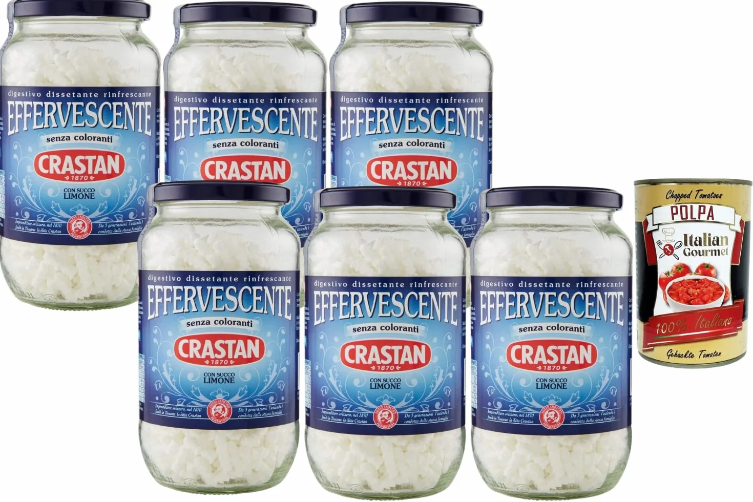 Italian Gourmet - Crastan - effervescent Digestif au Citron Sans Colorants Boisson Effervescente Rafraîchissante Lot de 6 x 100 g Italian Gourmet Polpa