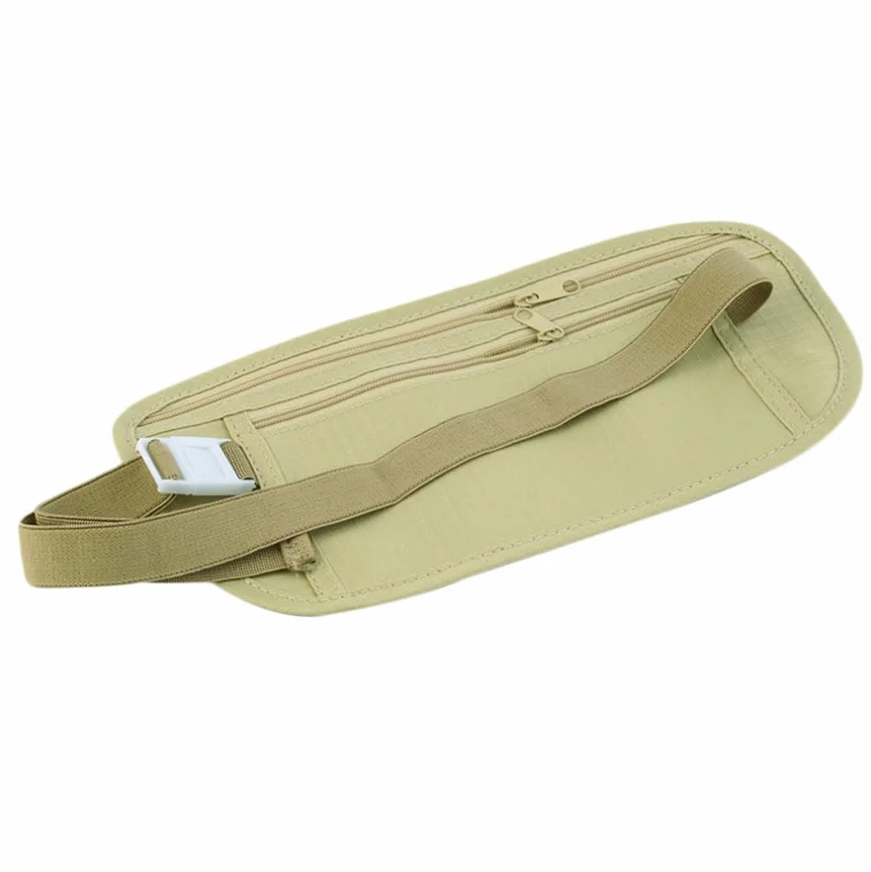 Sac à Main Caché Passeport Ceinture d'Argent Voyage Mince Sécurité Khaki
