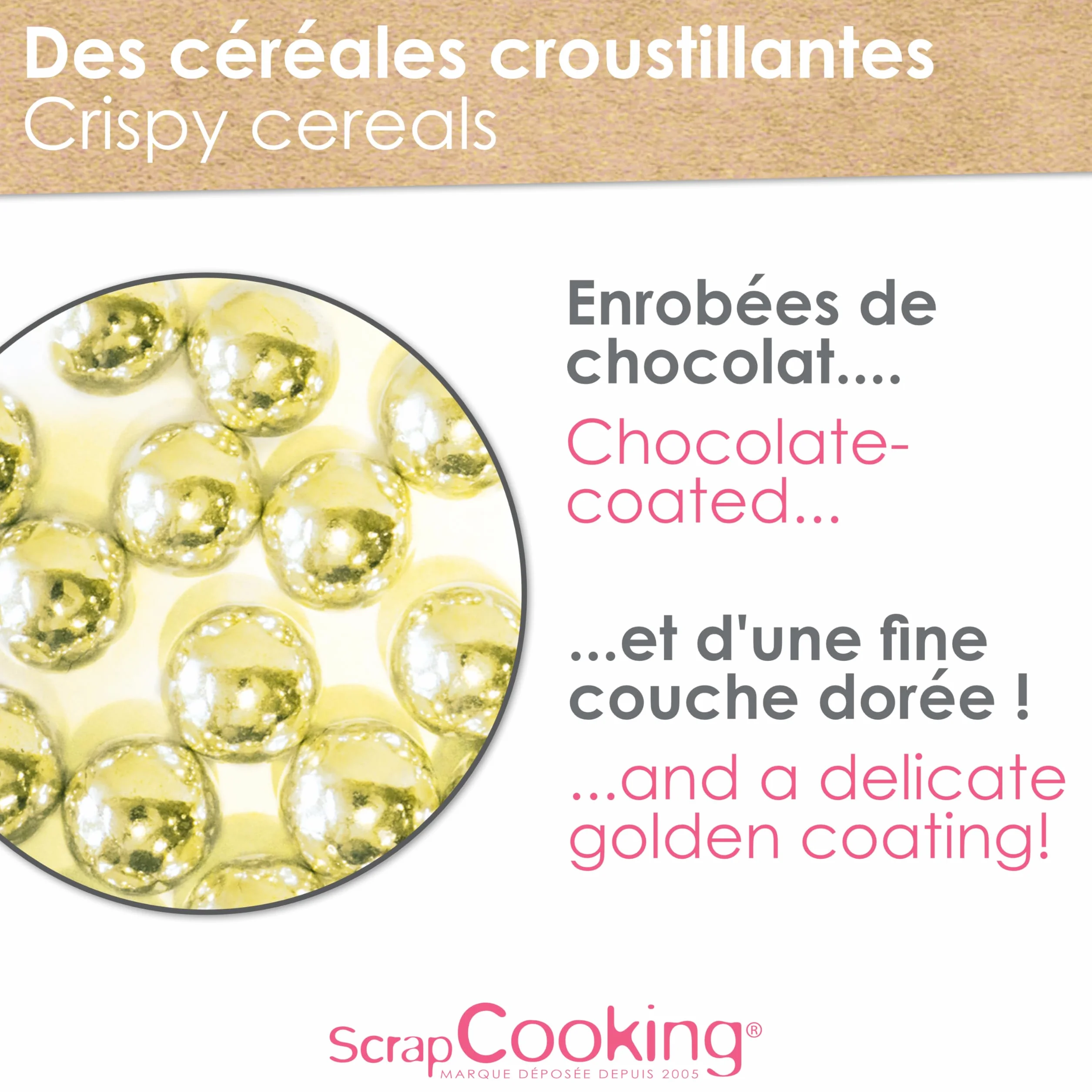 ScrapCooking - Perles Dorées XXL 55 g - Décors Pâtisserie Alimentaires Comestibles - Boules Sprinkles Choco Lait & Or - Pour Desserts, Gâteaux, Bûches - Noël, Anniversaire - 7463