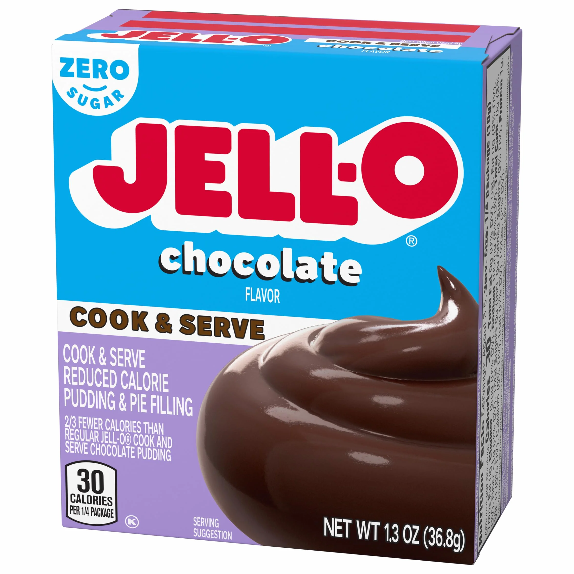 Jell-O Chocolate Pudding, Cook & Serve, Sugar Free, 1.3 oz Box, 4 Packs