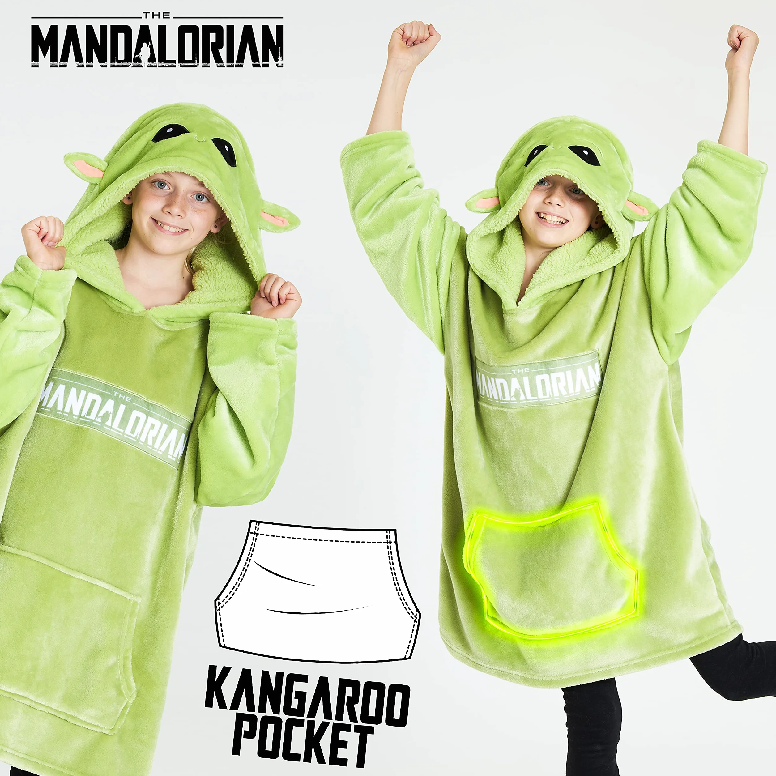 The Mandalorian Sweat à Capuche Enfant Pull Plaid Oversize Polaire Baby Yoda