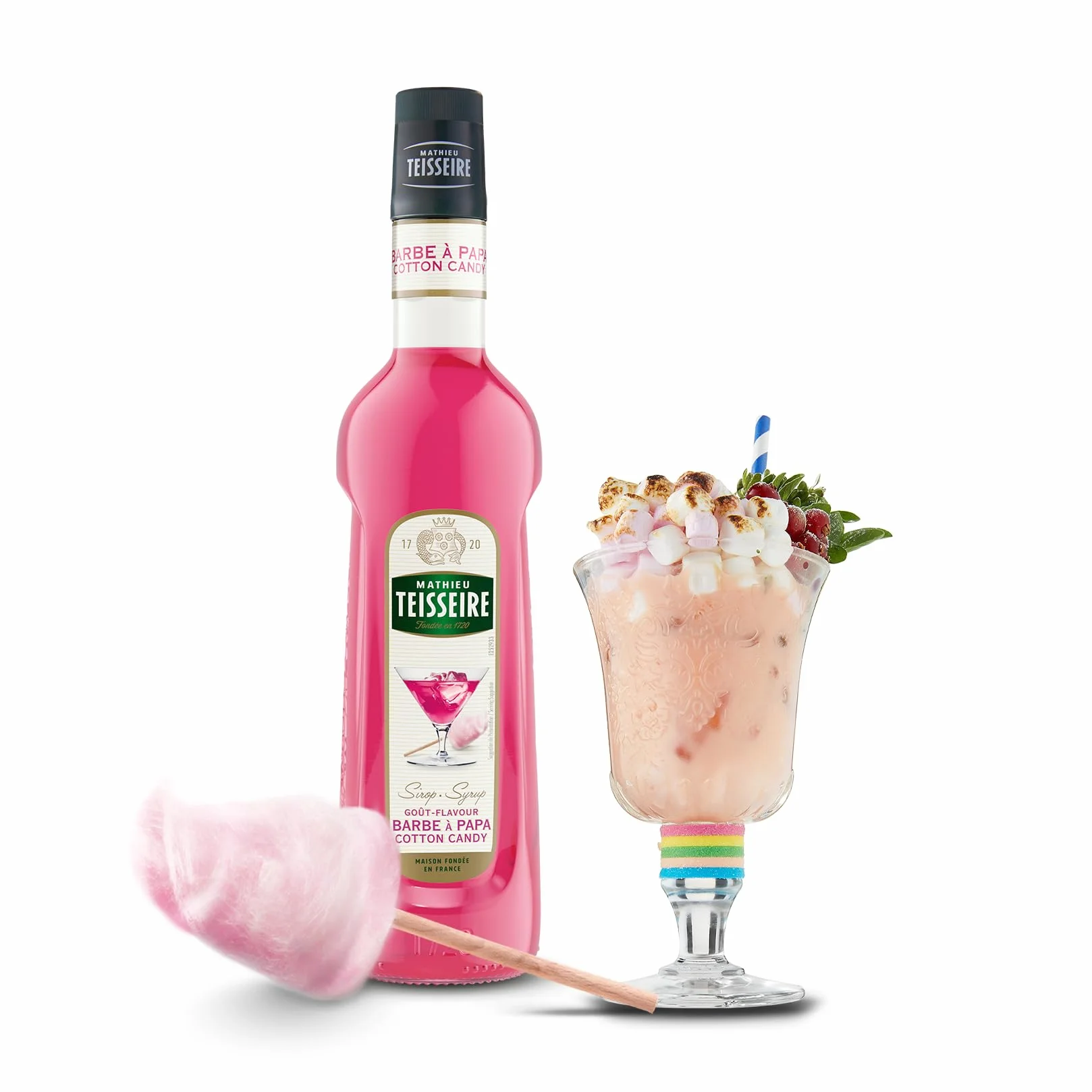 Mathieu Teisseire - Assortiment Fête Foraine : sirop de Pop corn, sirop de Barbe à papa, sirop de Pomme d'Amour pour boissons rafraichissantes, 3x70cl