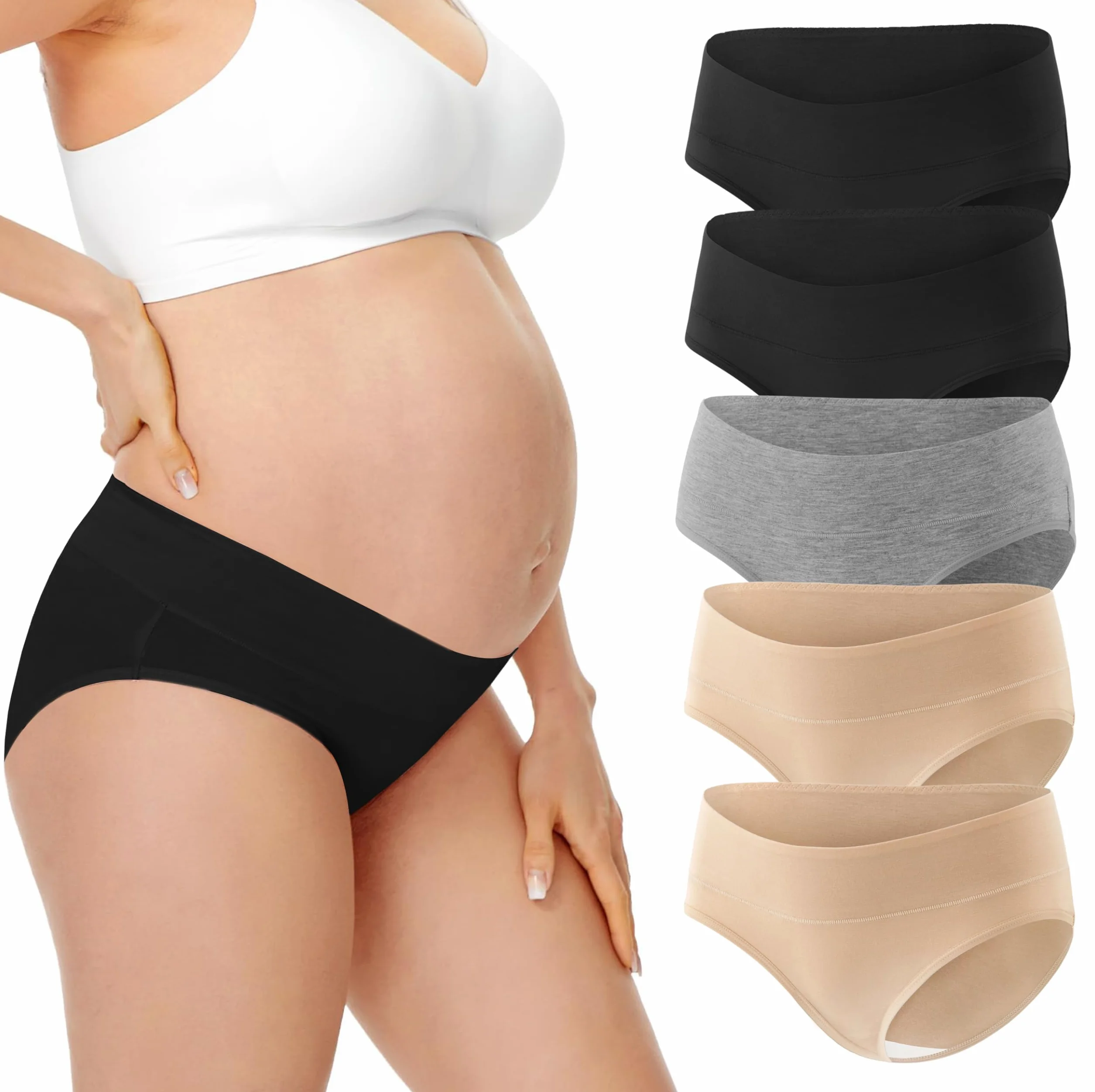 Culotte Maternité Grossesse Femmes Enceintes 95% Coton 5% Élasthanne 5pcs