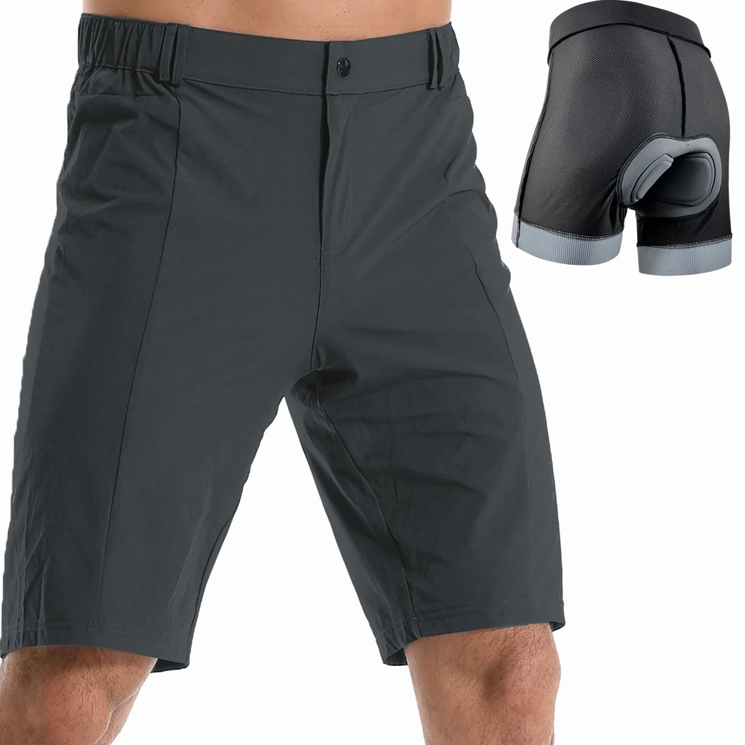 Wulibike Shorts de Vélo de Montagne 2 en 1 avec Rembourrage pour Hommes