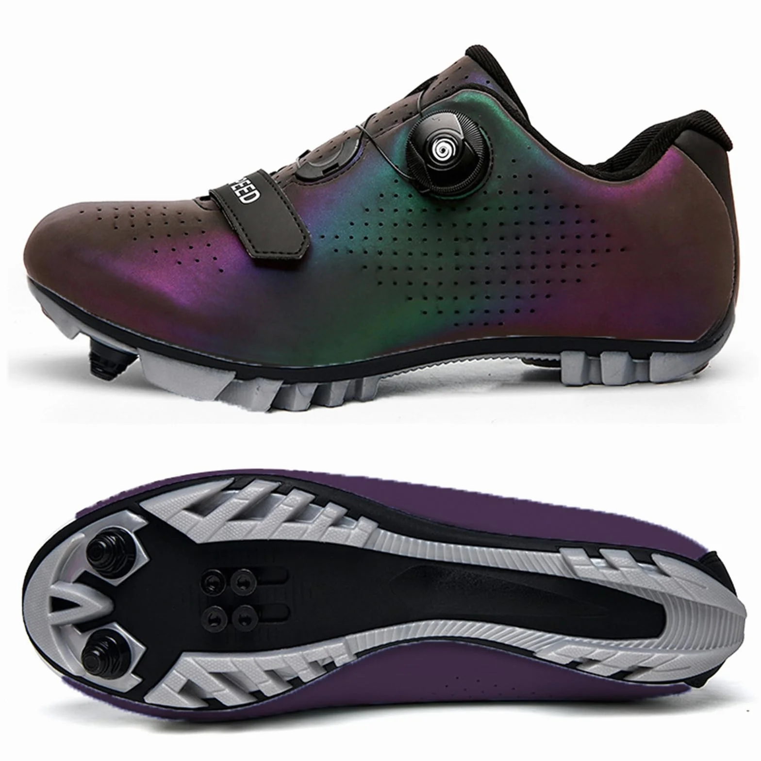 Hixingo Chaussures de Cyclisme pour Hommes Femmes Chaussures d'Équitation sur Montagne Crampons Respirantes Semelle Dure