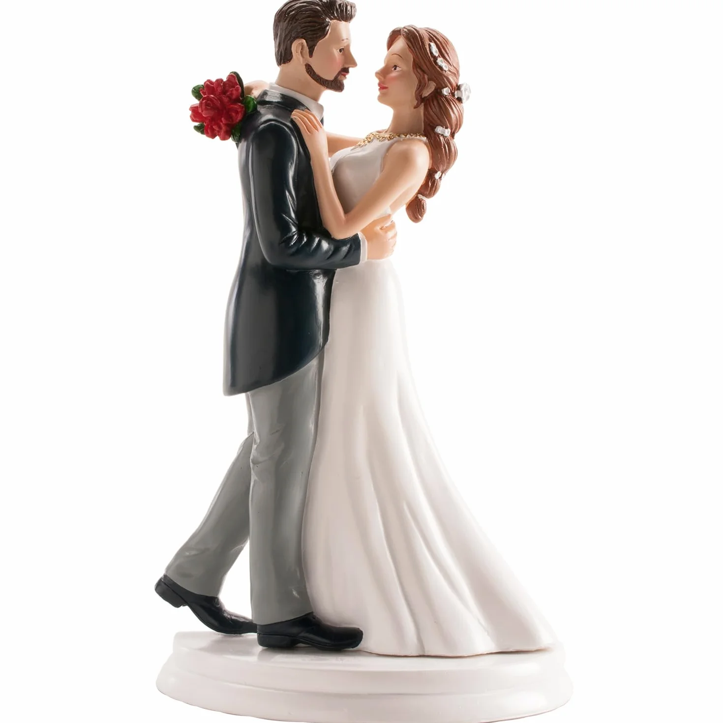 dekora – Figurine gâteau de mariage «Couple Marié Dansant » 16 cm – Décoration de Gâteau de mariage en Résine – Design Original et Détaillé – Cake topper Apte au Contact Alimentaire