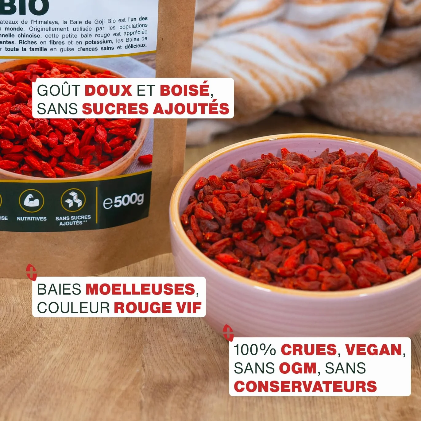 Baies de Goji Bio Supérieures 1KG | Sans soufre et sans Sucres Ajoutés | Himalaya