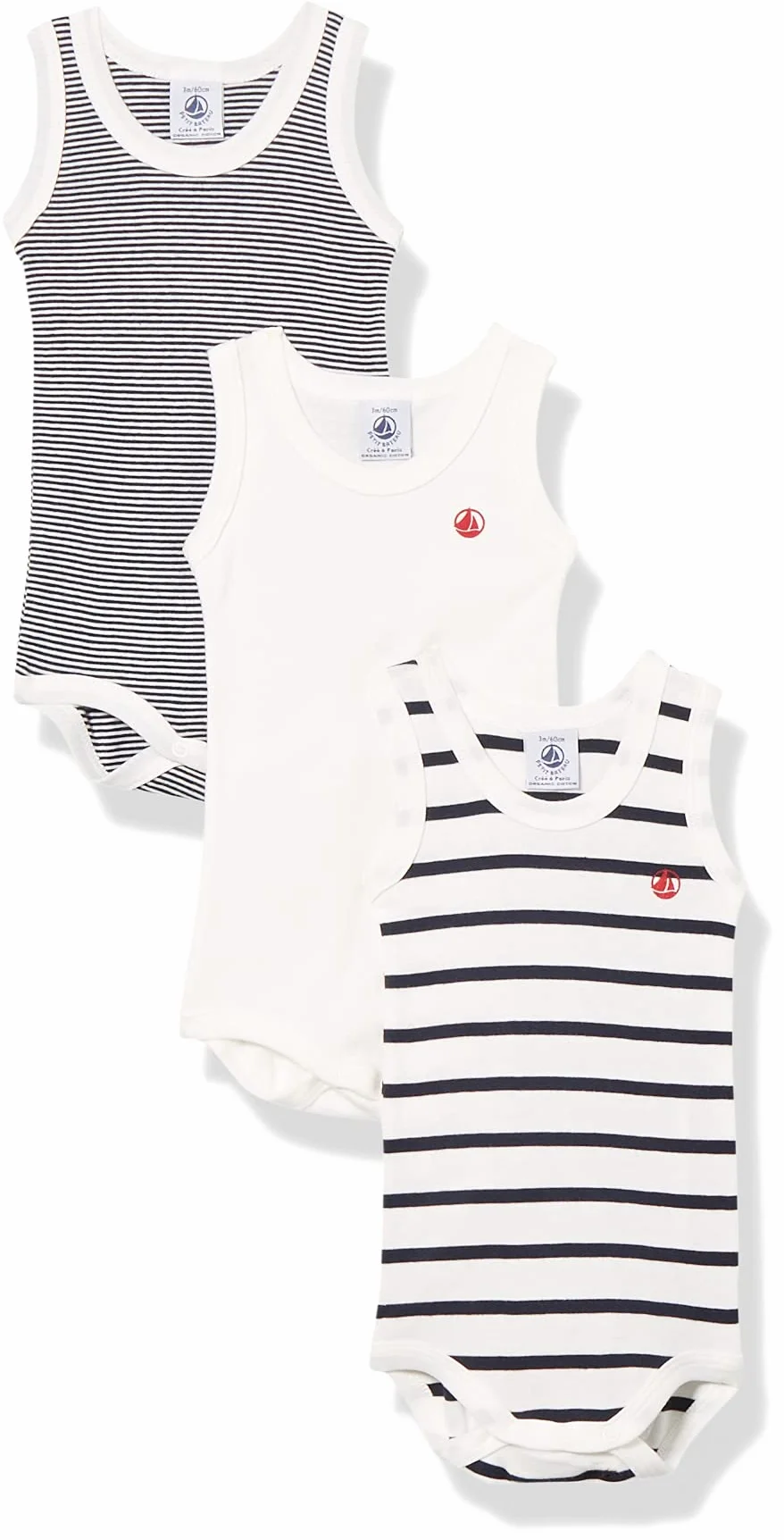 Petit Bateau Body Mixte bébé lot de 3