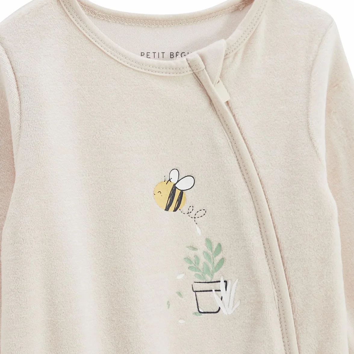 Petit Béguin Pyjama bébé velours ouverture zippée Eden