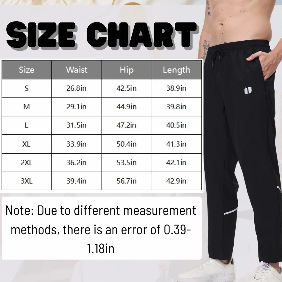 Lot de 3 Pantalons de survêtement athlétiques pour Homme, Poches élastiques à Fermeture éclair