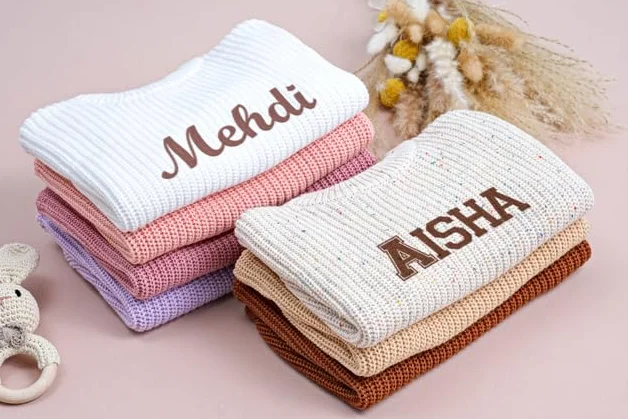Pull en tricot personnalisé pour tout-petits - Col rond manches longues automne/hiver