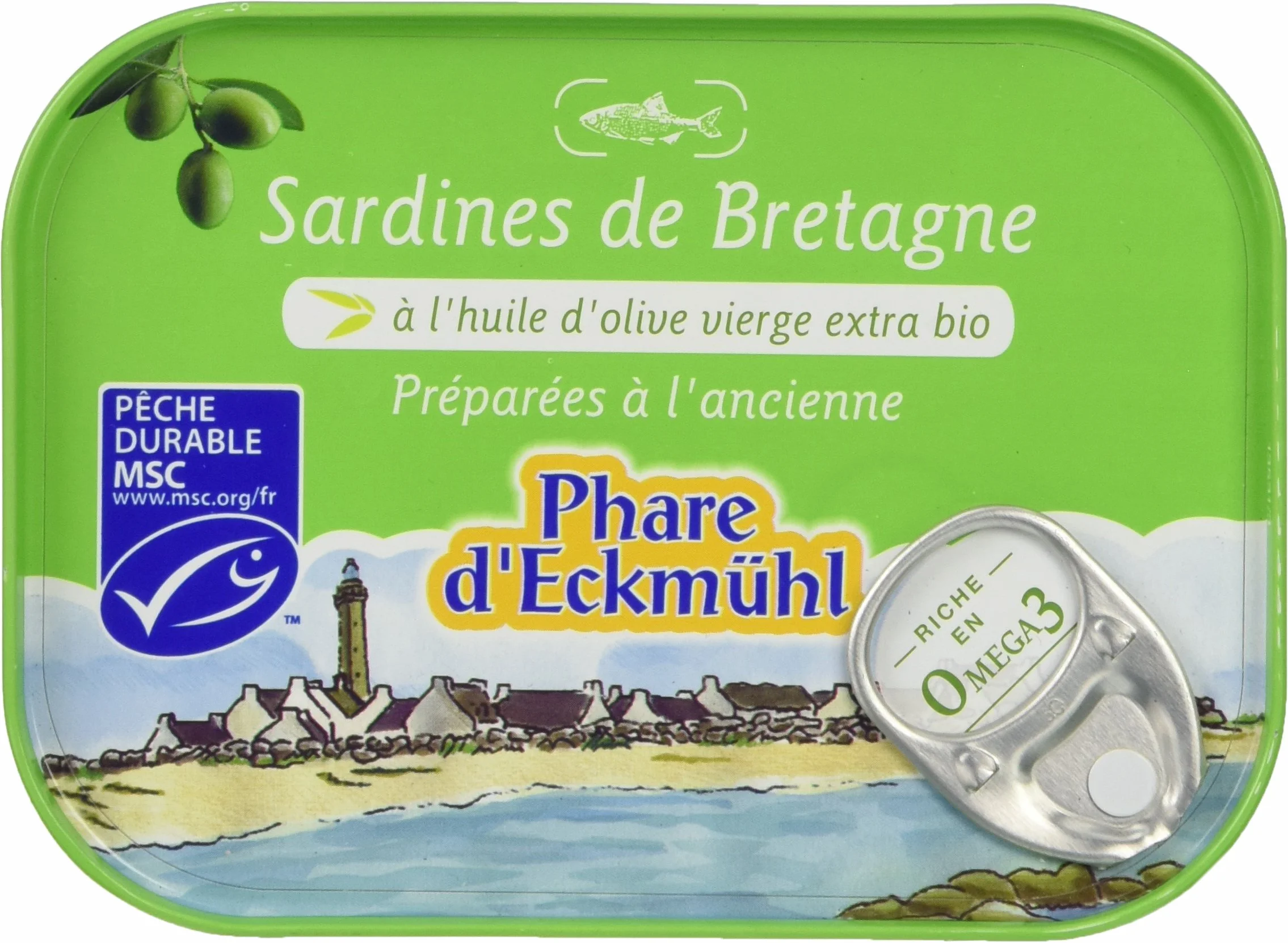 Phare d'Eckmül Sardines à l'Huile Olive Bio, 135 g