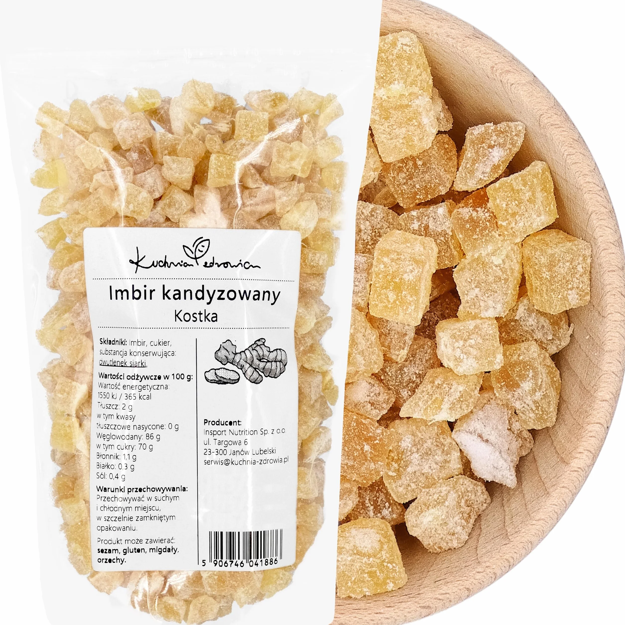 Gingembre Confit En Cubes 500g - Morceaux De Gingembre Sucrés, Idéal Pour Thé, Infusions, Pâtisserie, Desserts, Snacks Et Cuisine Maison