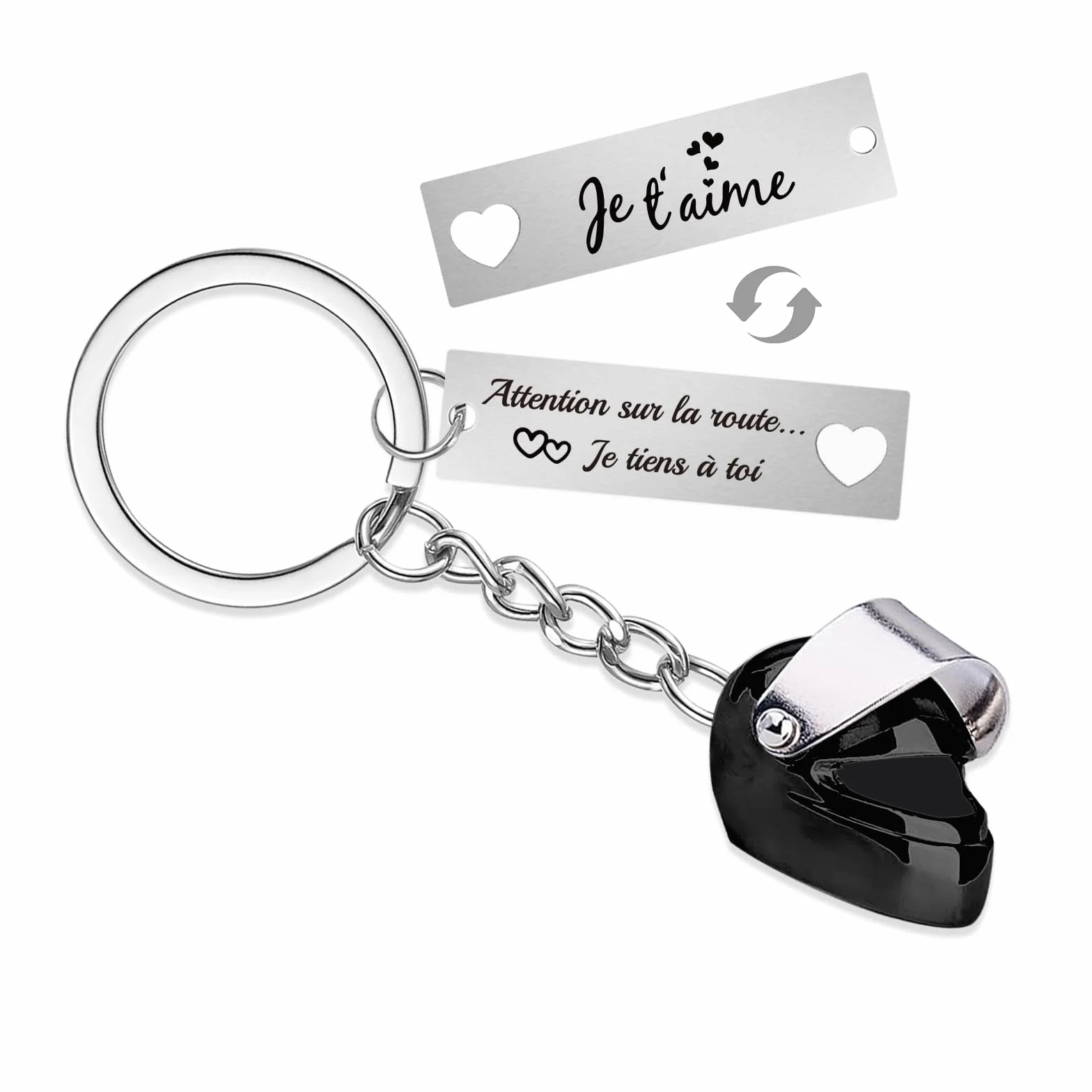 Porte-clés Voiture Moto Personnalisé Texte recto verso Cadeau Couple Saint-Valentin