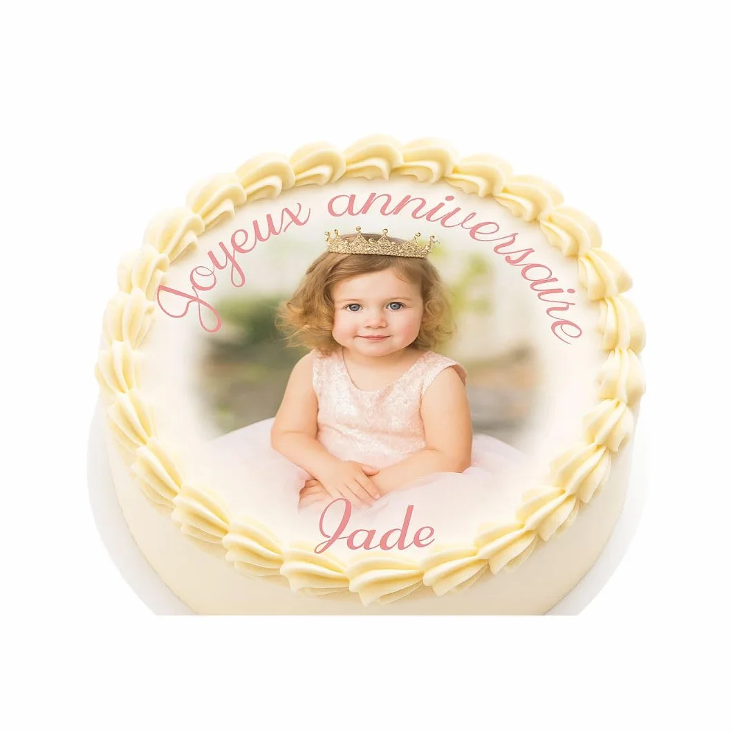 Disque flottant personnalisé pour boisson – Photo & Texte au Choix – 2 Tailles – Lot de 15 (5cm) ou 20 (3,5cm) – Idéal Cocktails & Champagne (15cm pour gâteau)